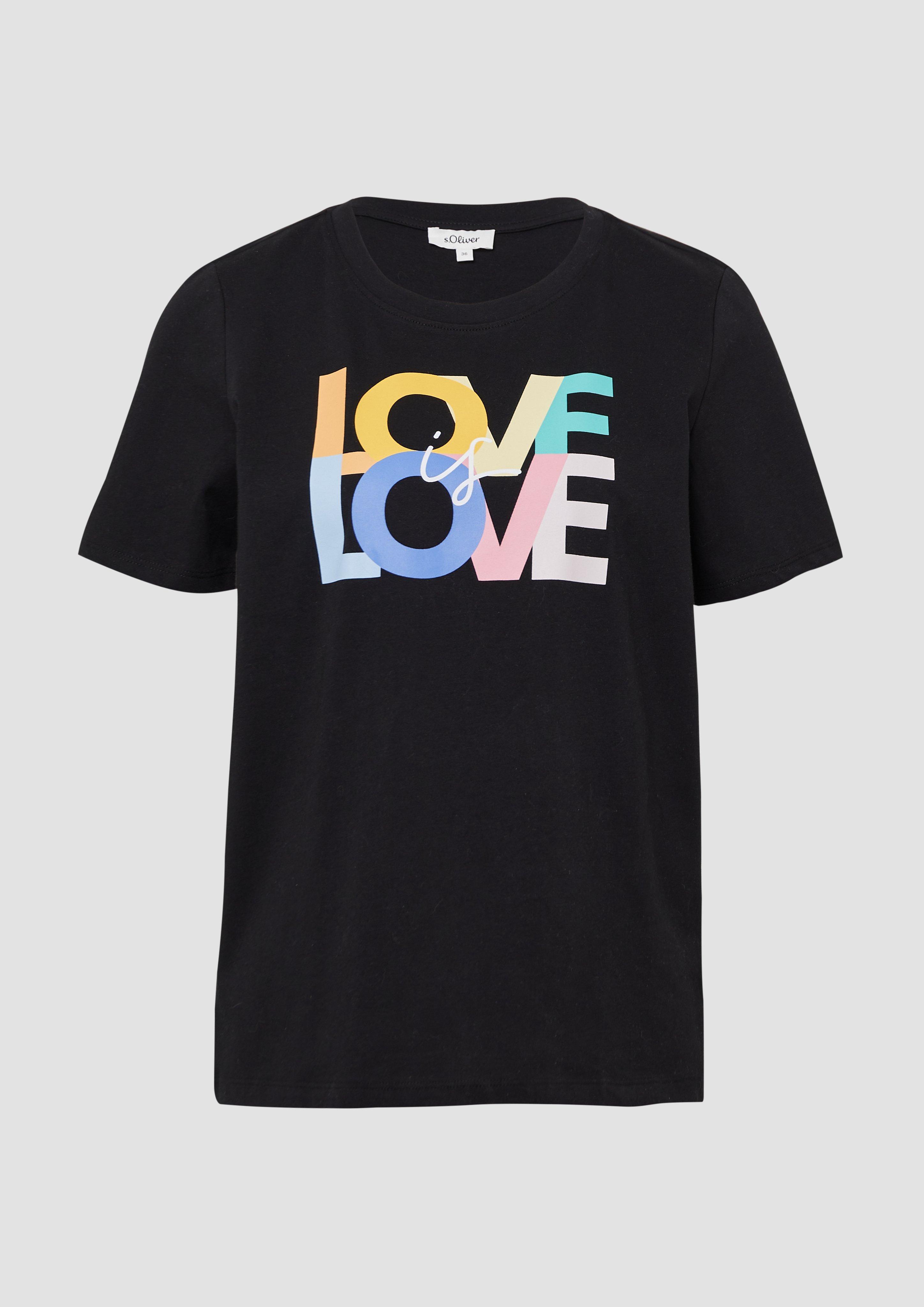 s.Oliver - T-Shirt mit Pride-Motiv, Damen, schwarz