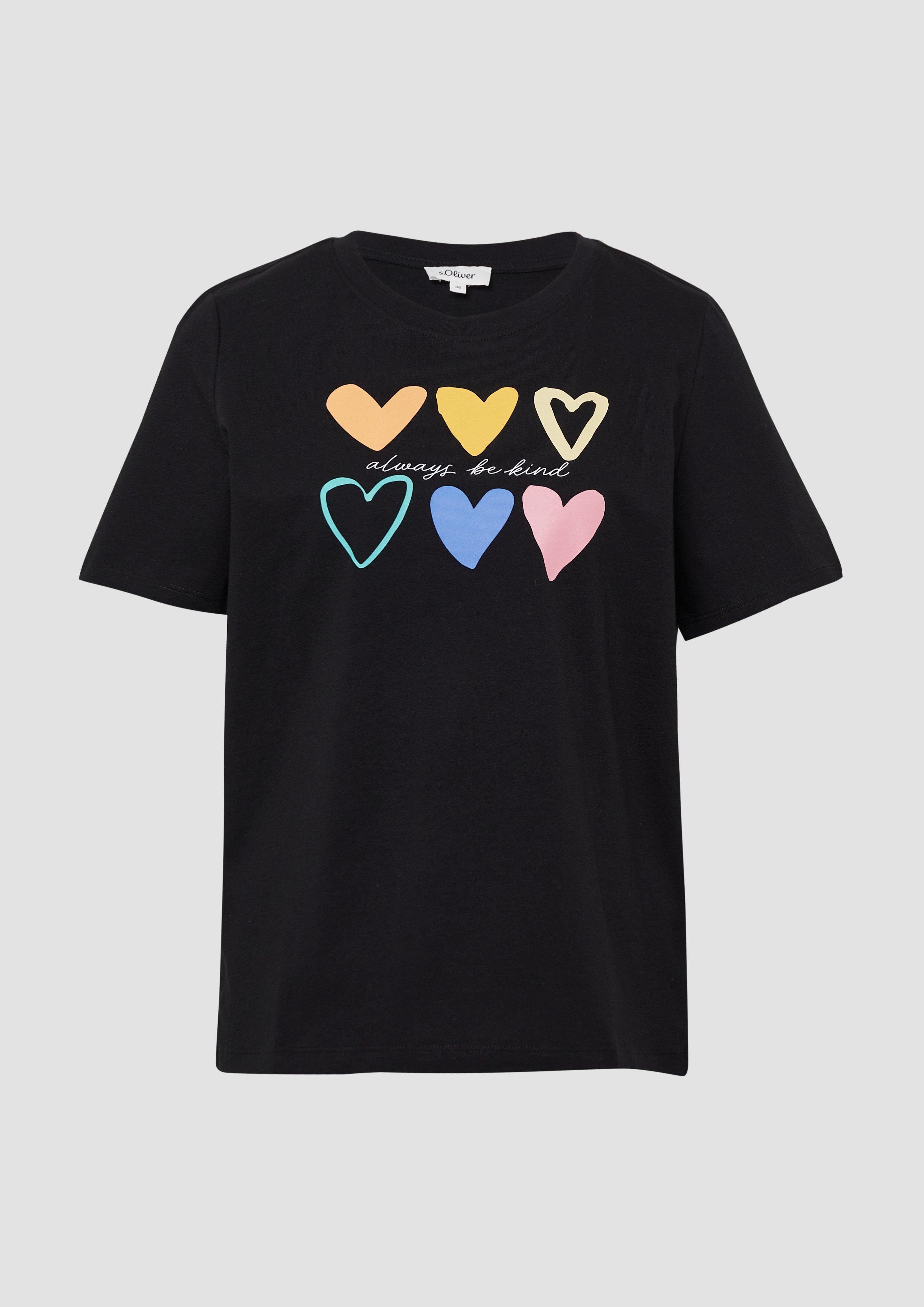 s.Oliver - T-Shirt mit Pride-Motiv, Damen, schwarz