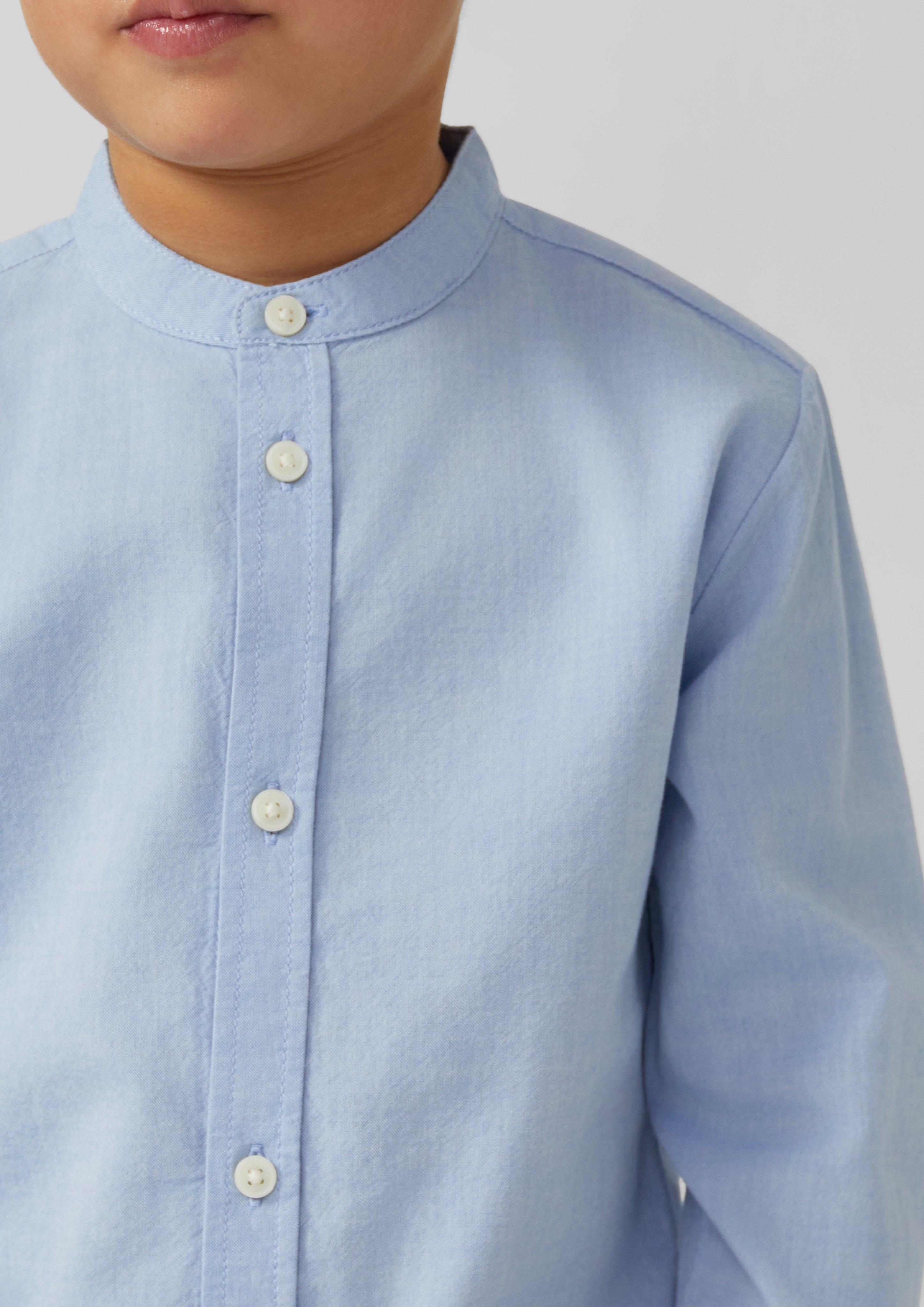 Chambray-Hemd mit Stehkragen im Slim Fit