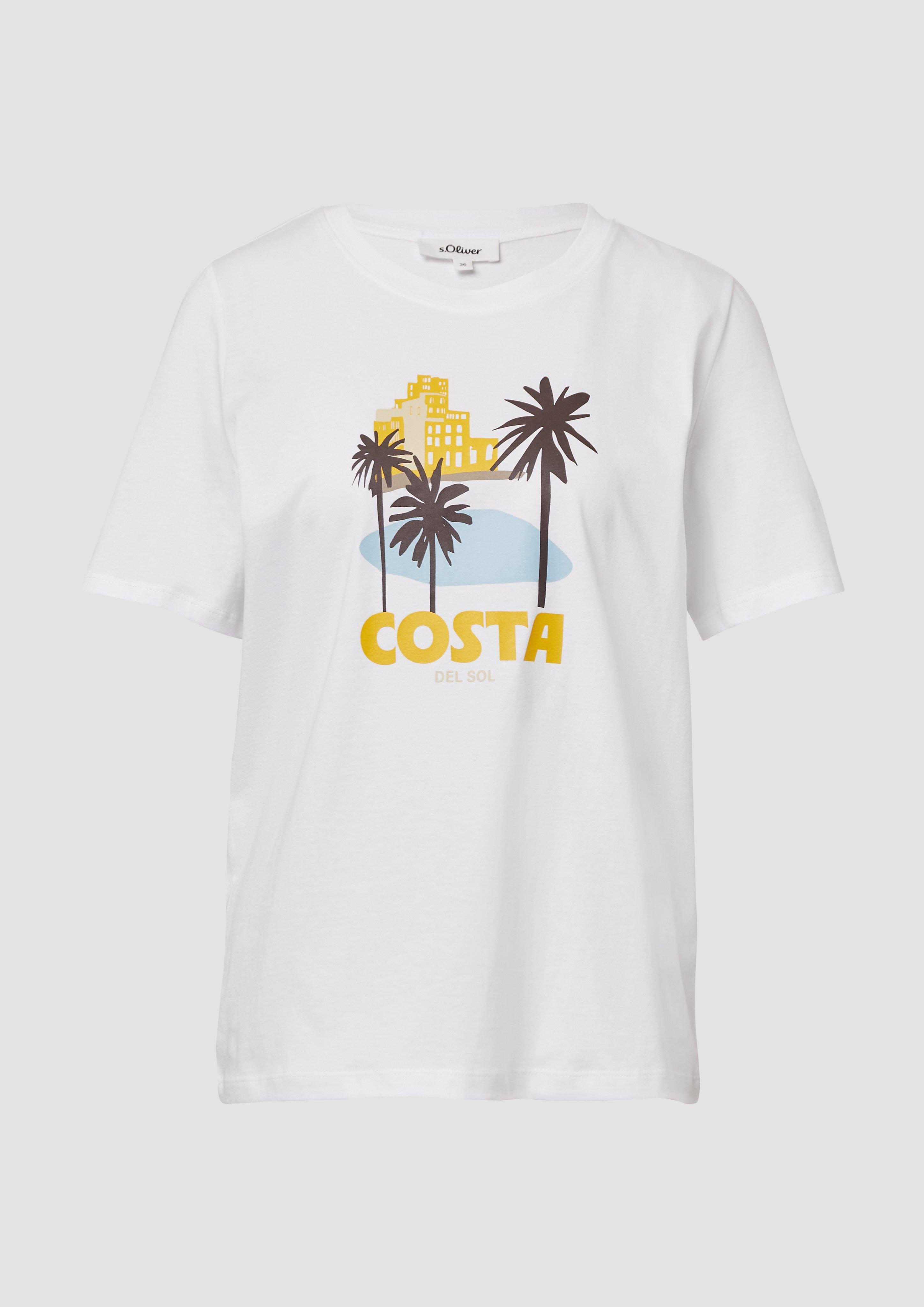 s.Oliver - T-Shirt mit Frontprint, Damen, weiß