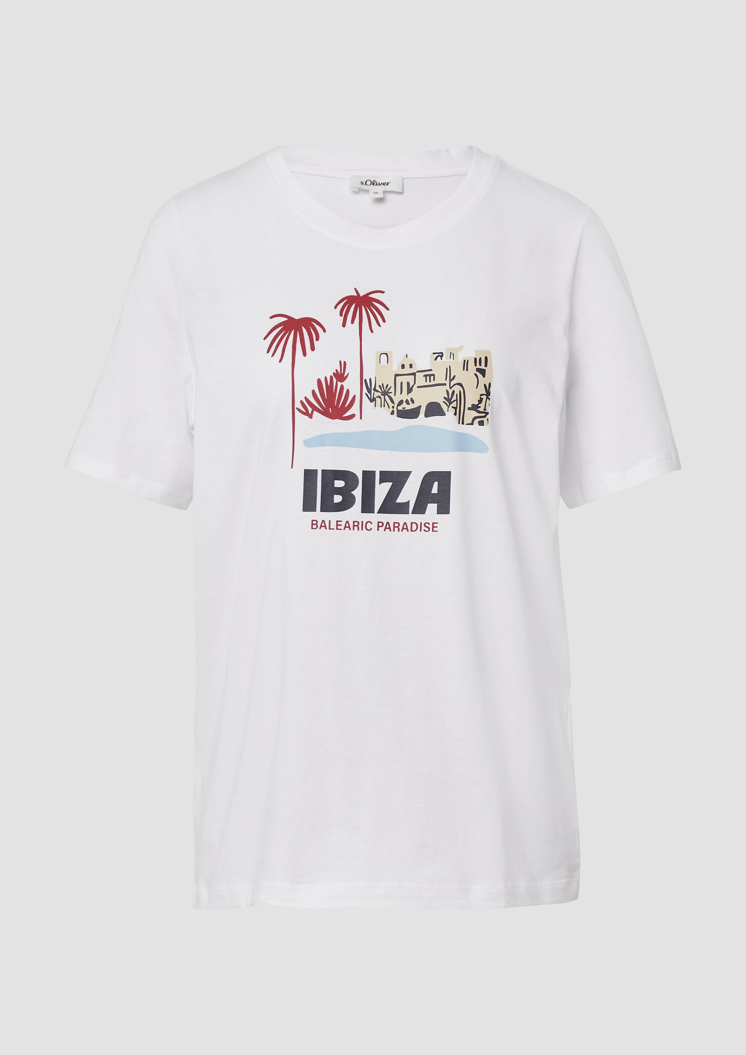 s.Oliver - T-Shirt mit Frontprint, Damen, weiß