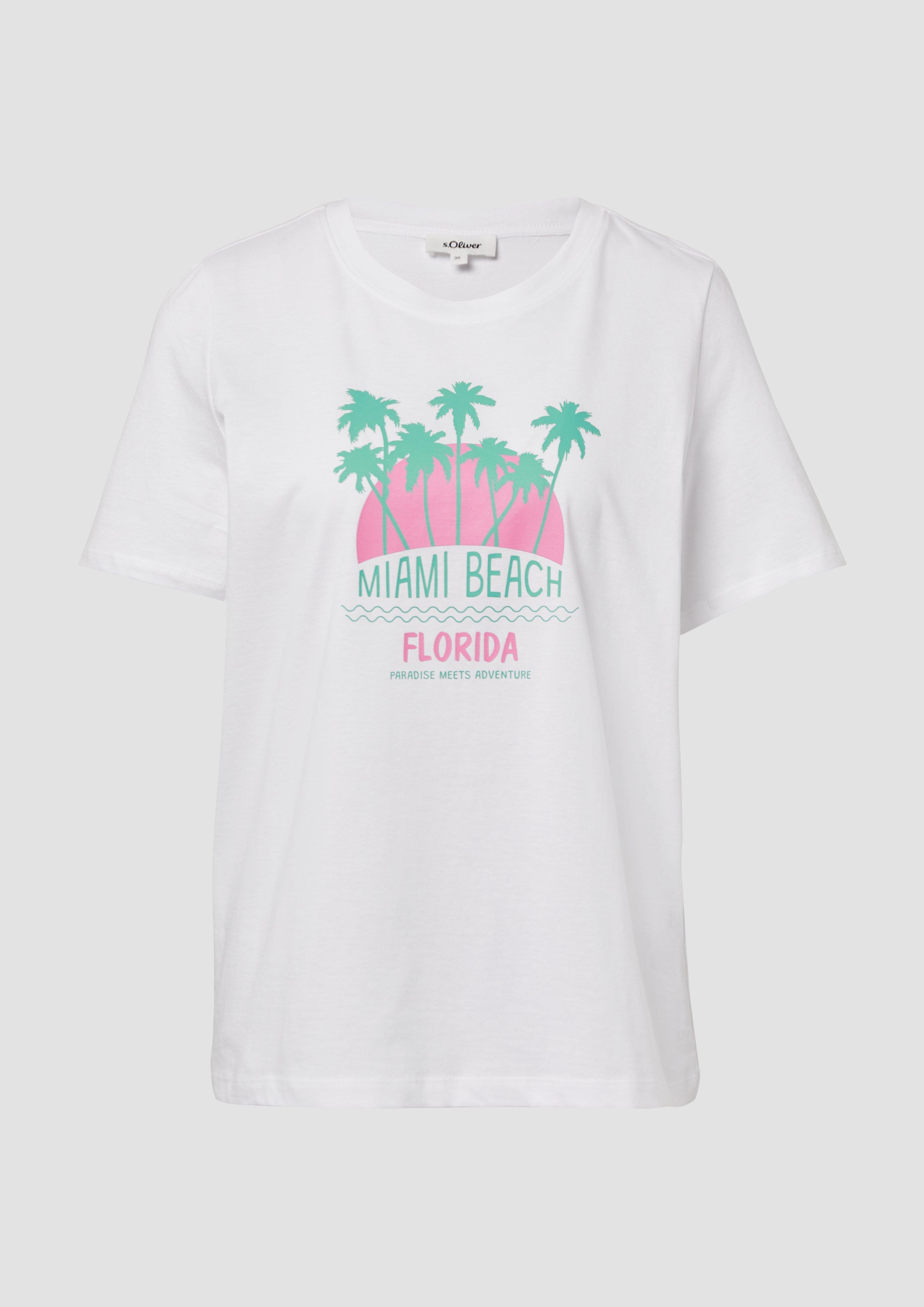 s.Oliver - T-Shirt mit Frontprint, Damen, weiß