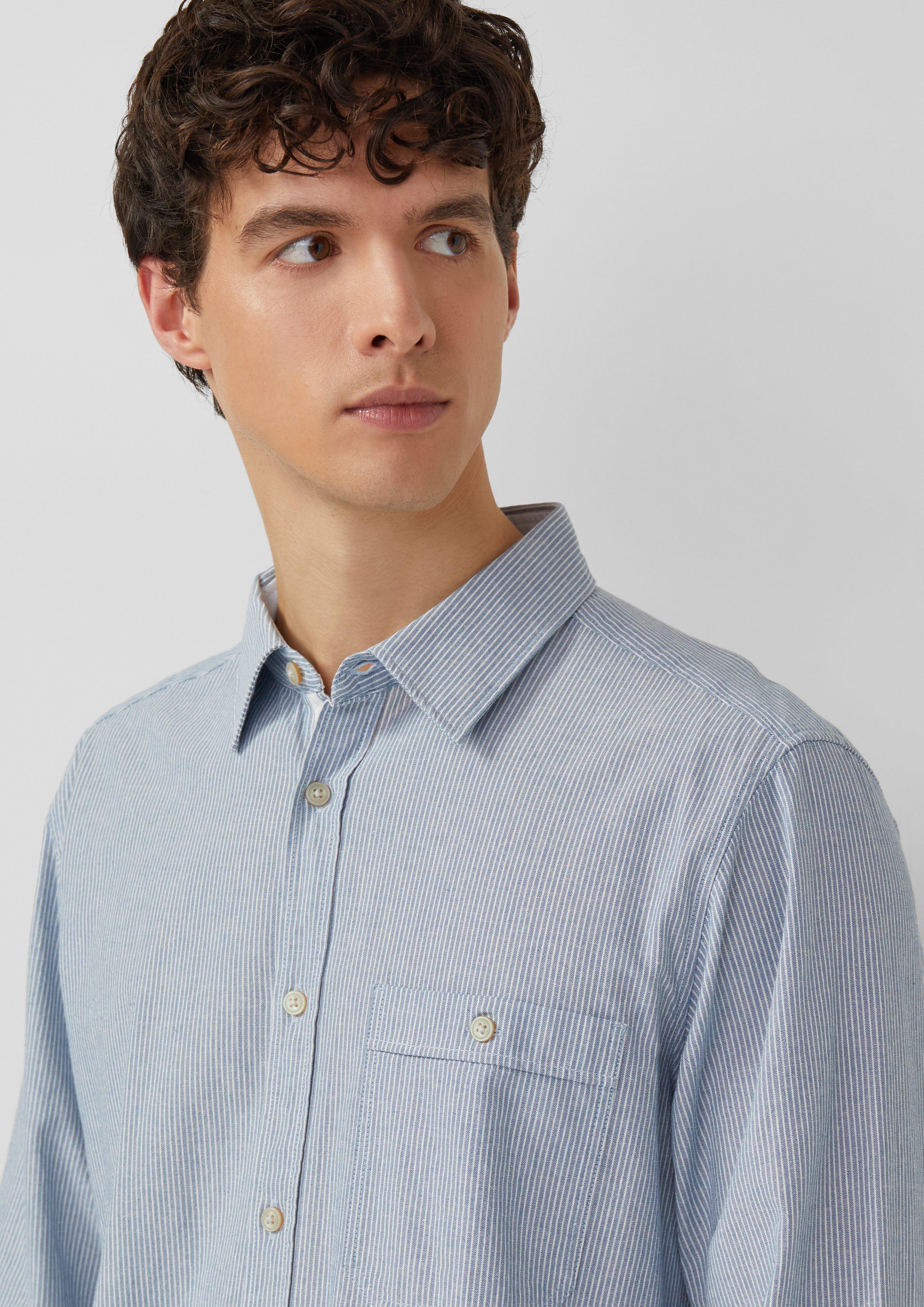 Regular Fit: Gemustertes Langarmhemd mit Kentkragen