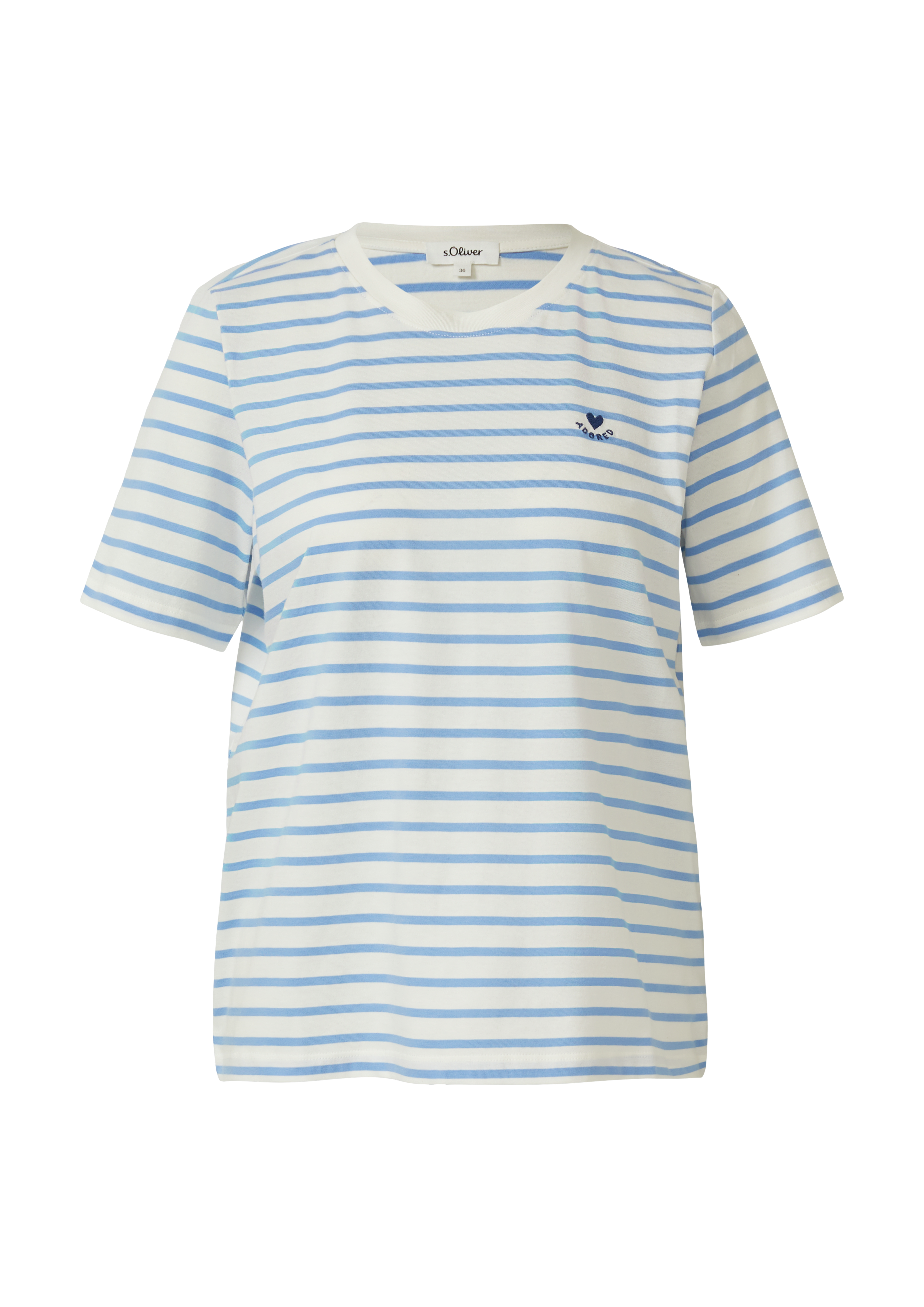 Gestreept tricot T-shirt met hartjesborduursel