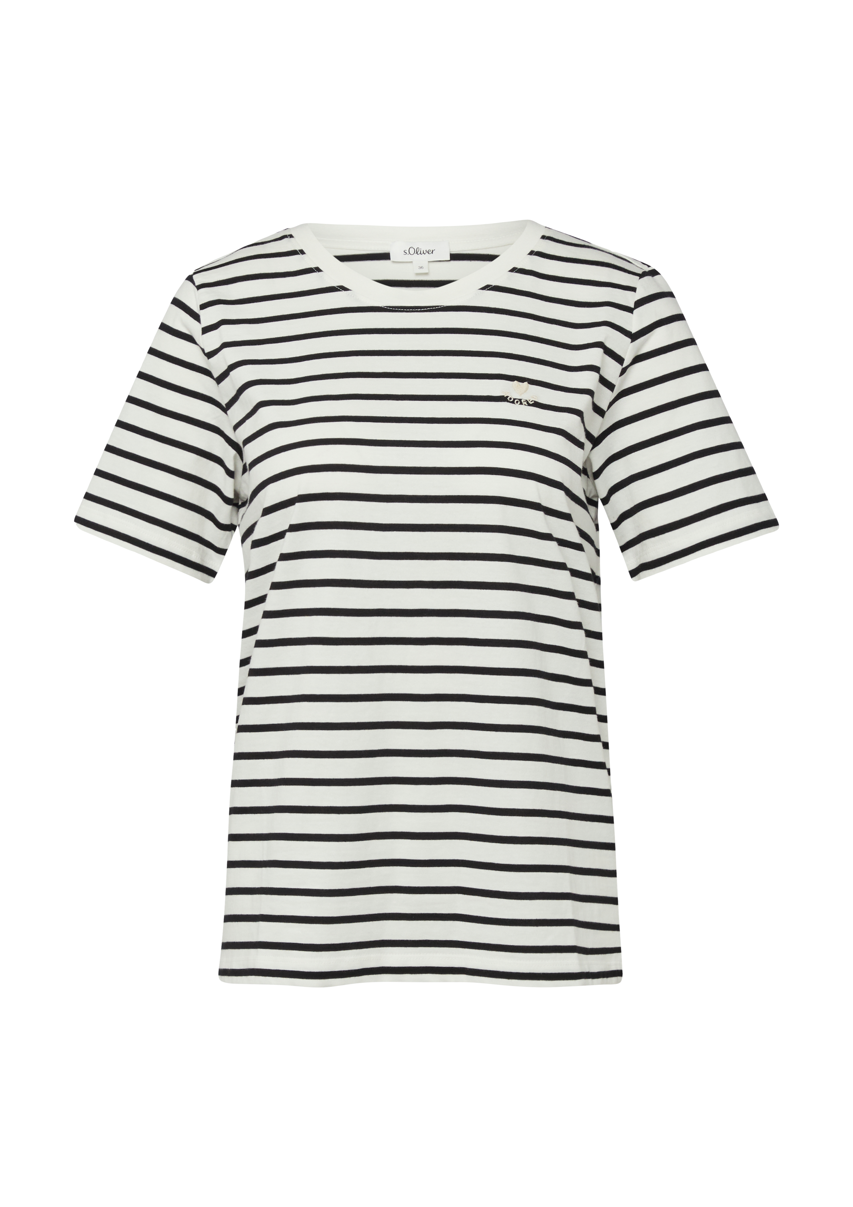 Gestreept tricot T-shirt met hartjesborduursel