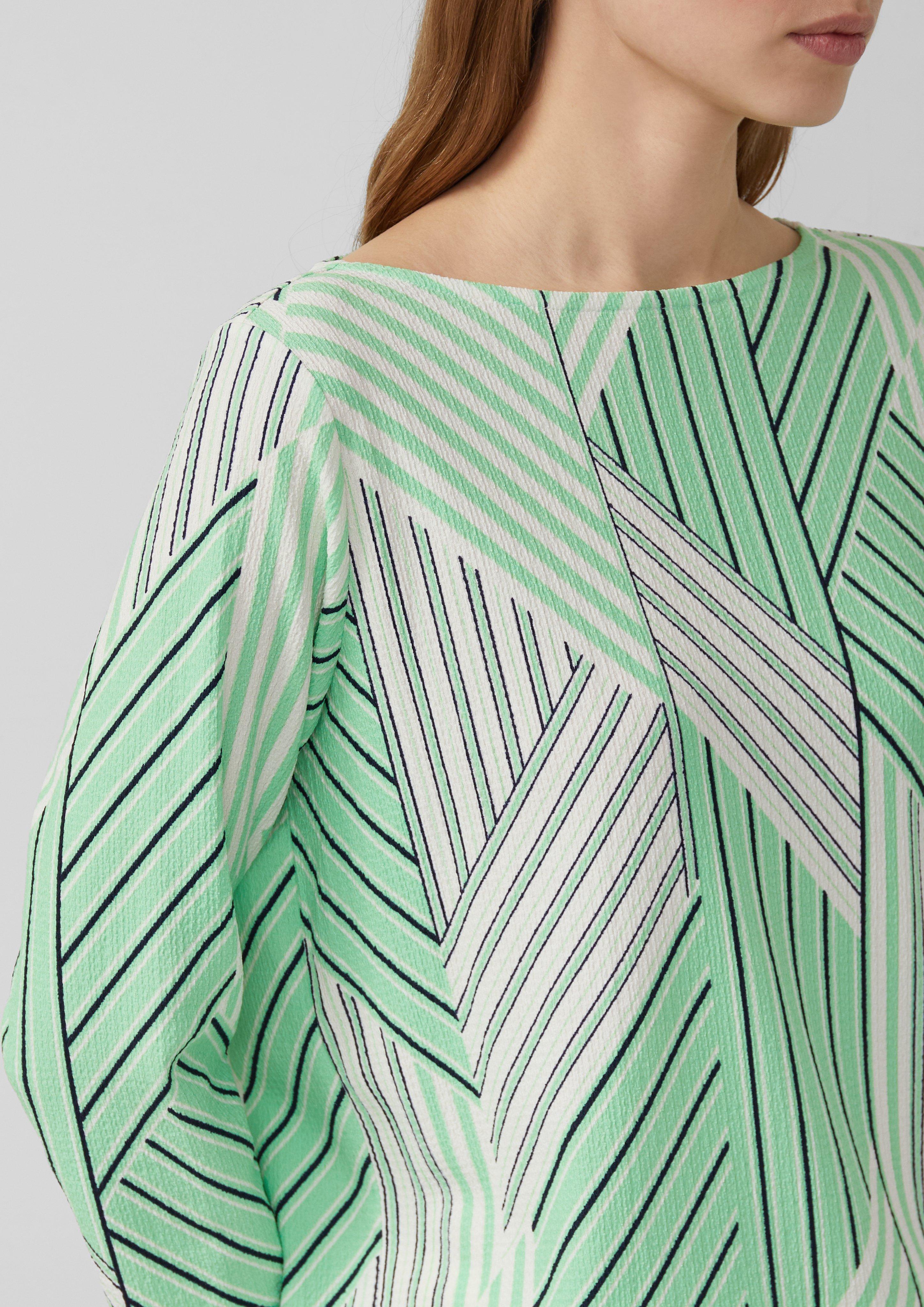 Strukturierte Shirt-Bluse mit U-Boot-Ausschnitt