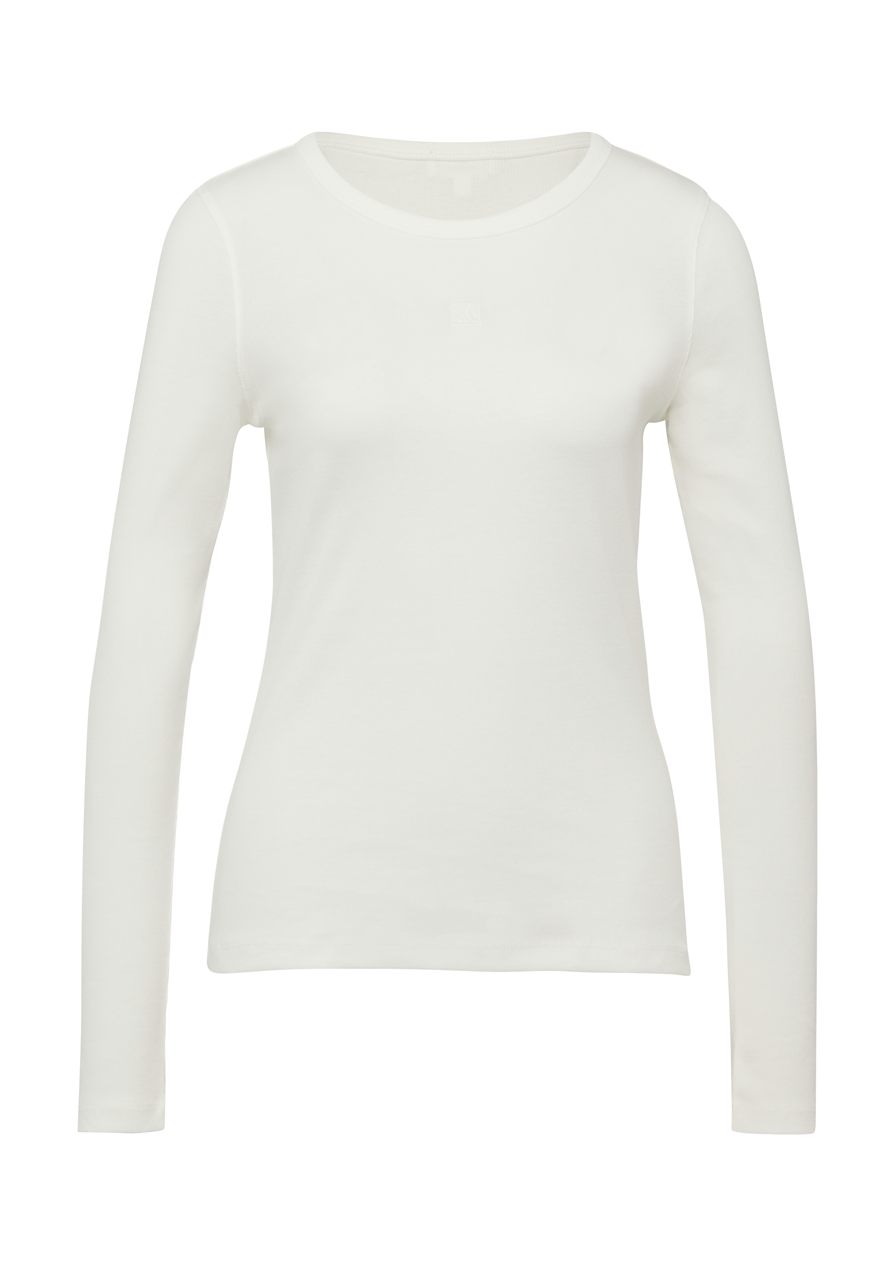 Geribd overhemd met lange mouwen in slim fit met borduursel