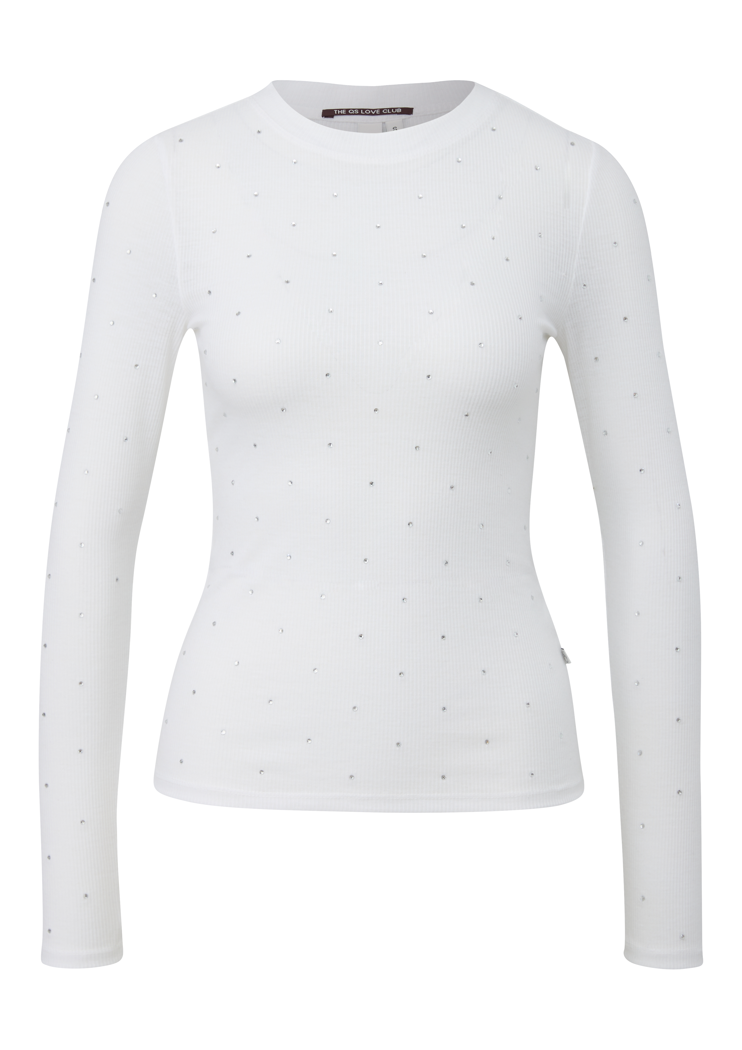 Qs Rippshirt Mit Glitzersteinen
