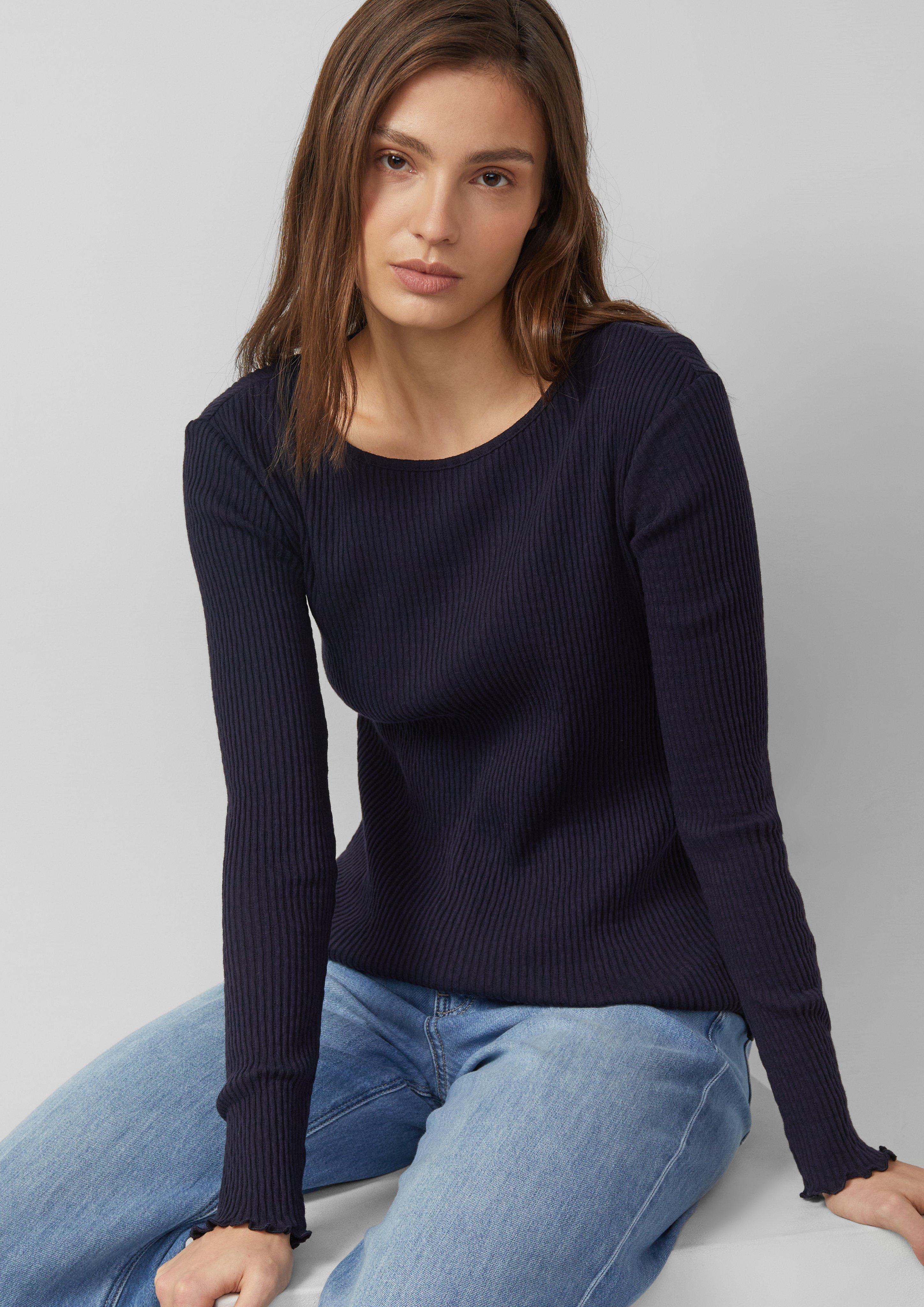 Thumbnail - Geripptes Langarmshirt im Slim Fit