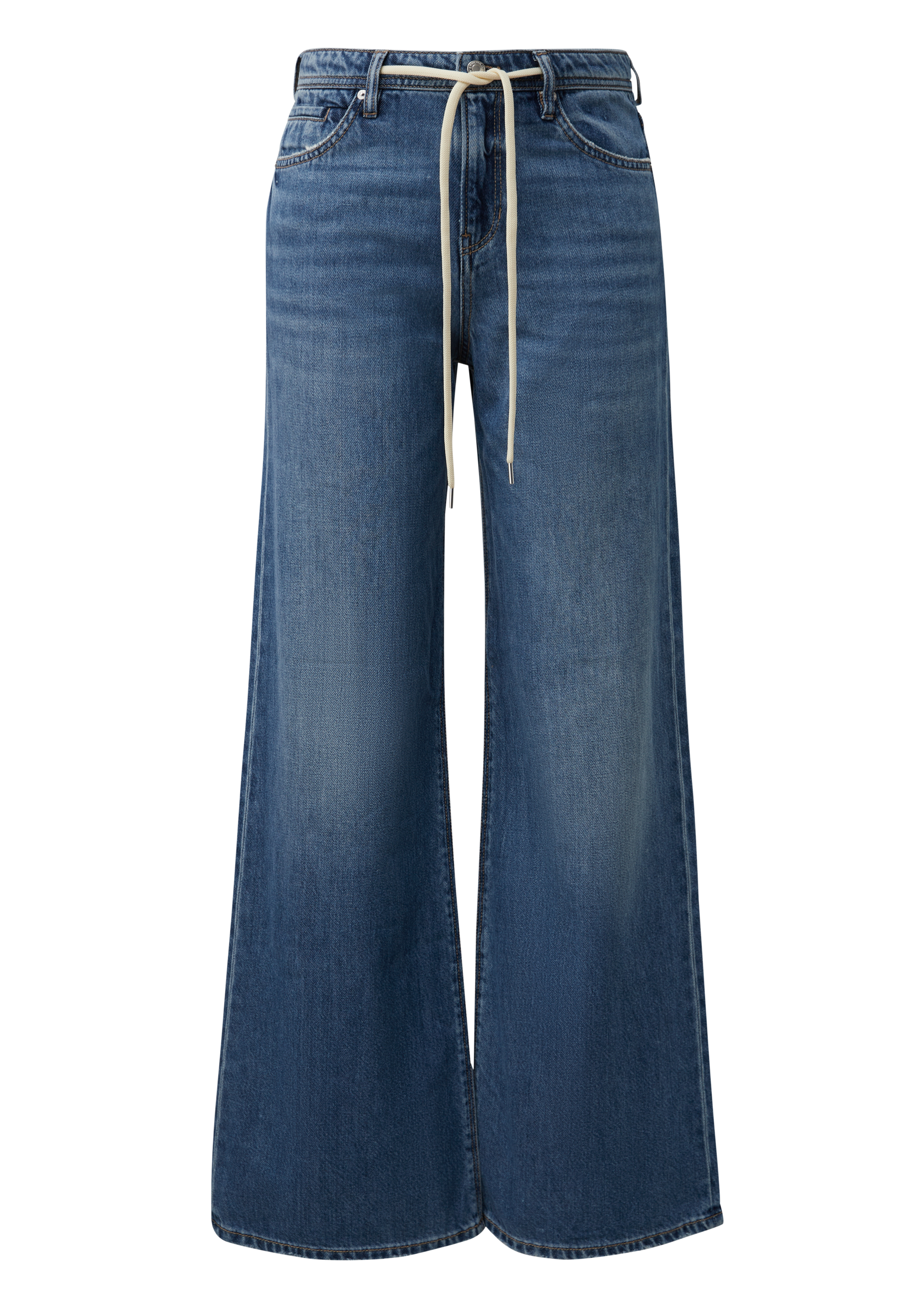 Suri jeans / normale pasvorm / halfhoog / wijde pijpen / met strikdetail