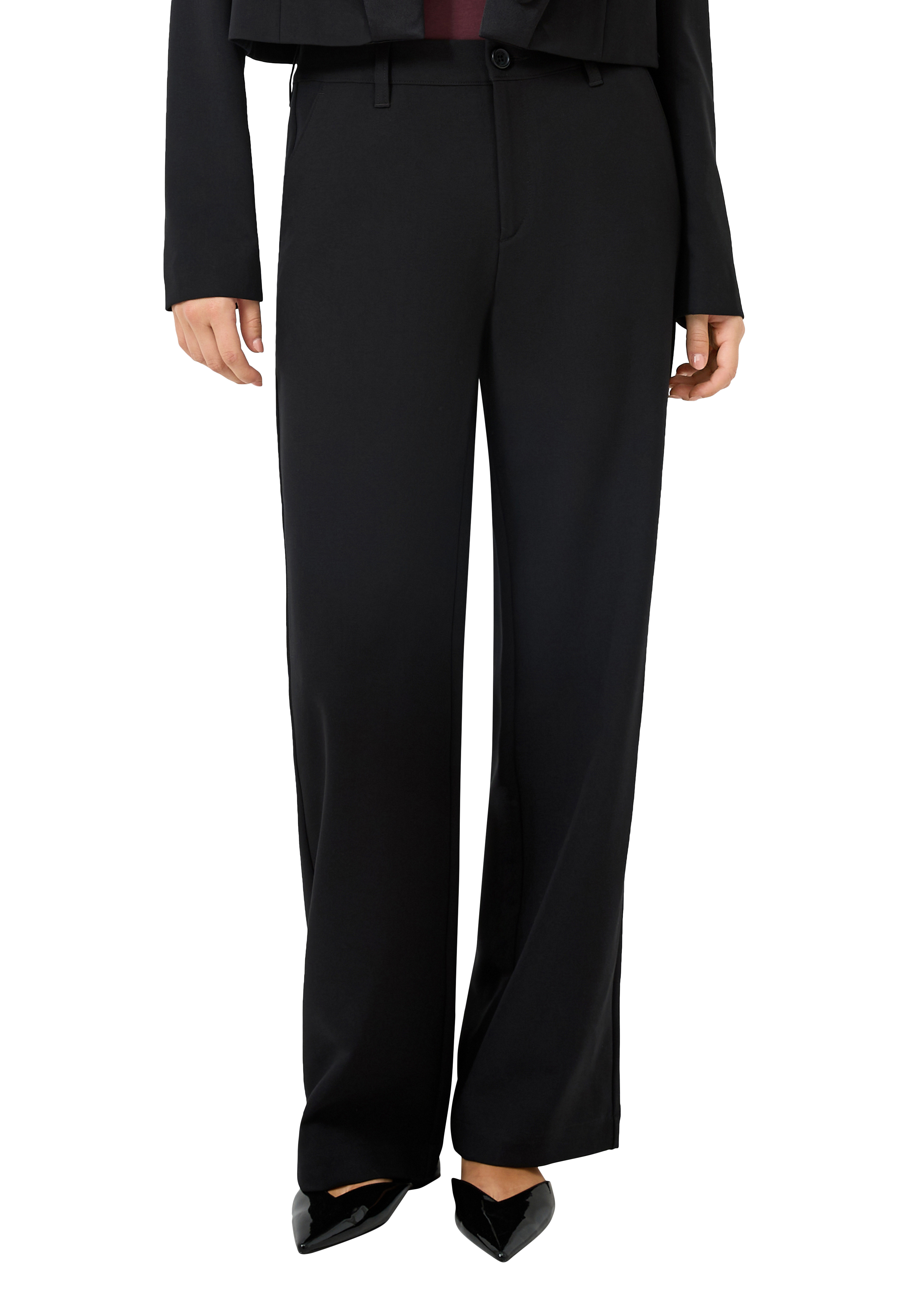 QS Wide leg pants | QS x Vanessa Mai - Black | s.Oliver