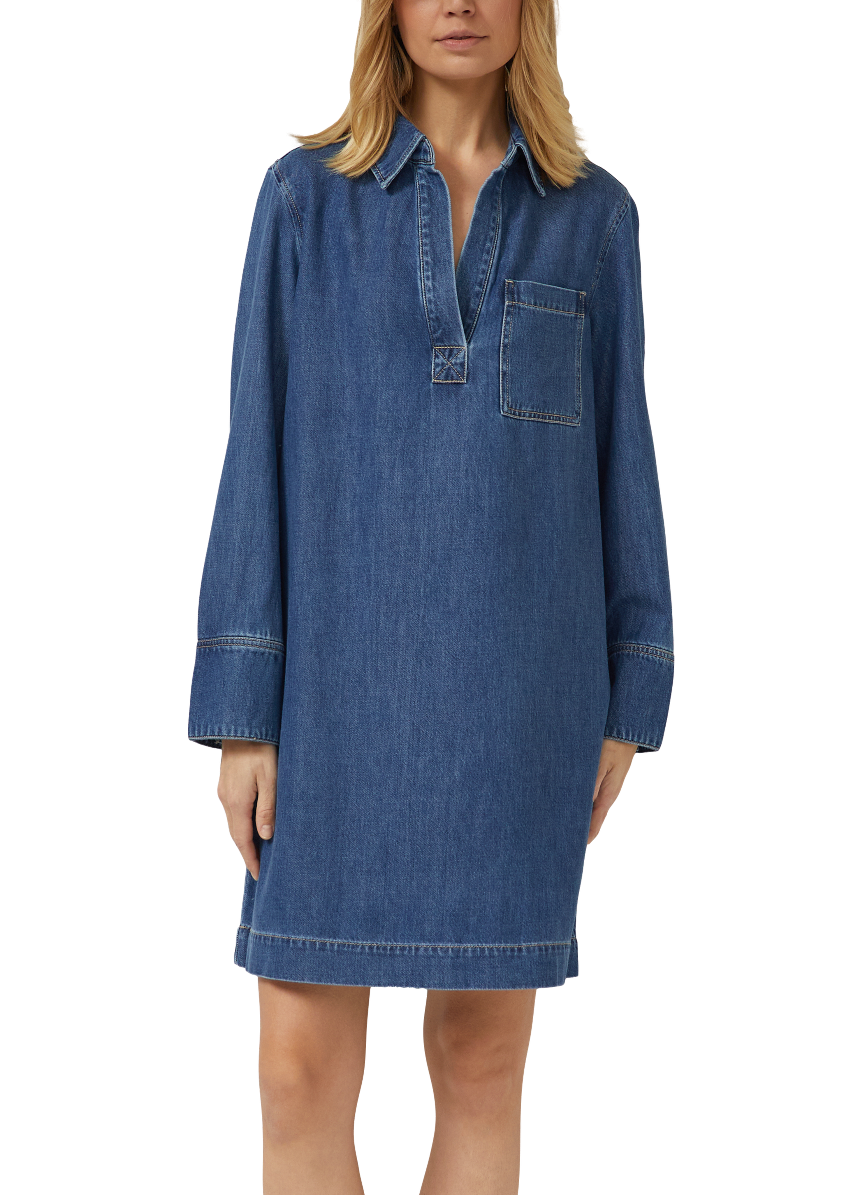 s oliver denim dress Midi denim dress with slit pockets - Blue