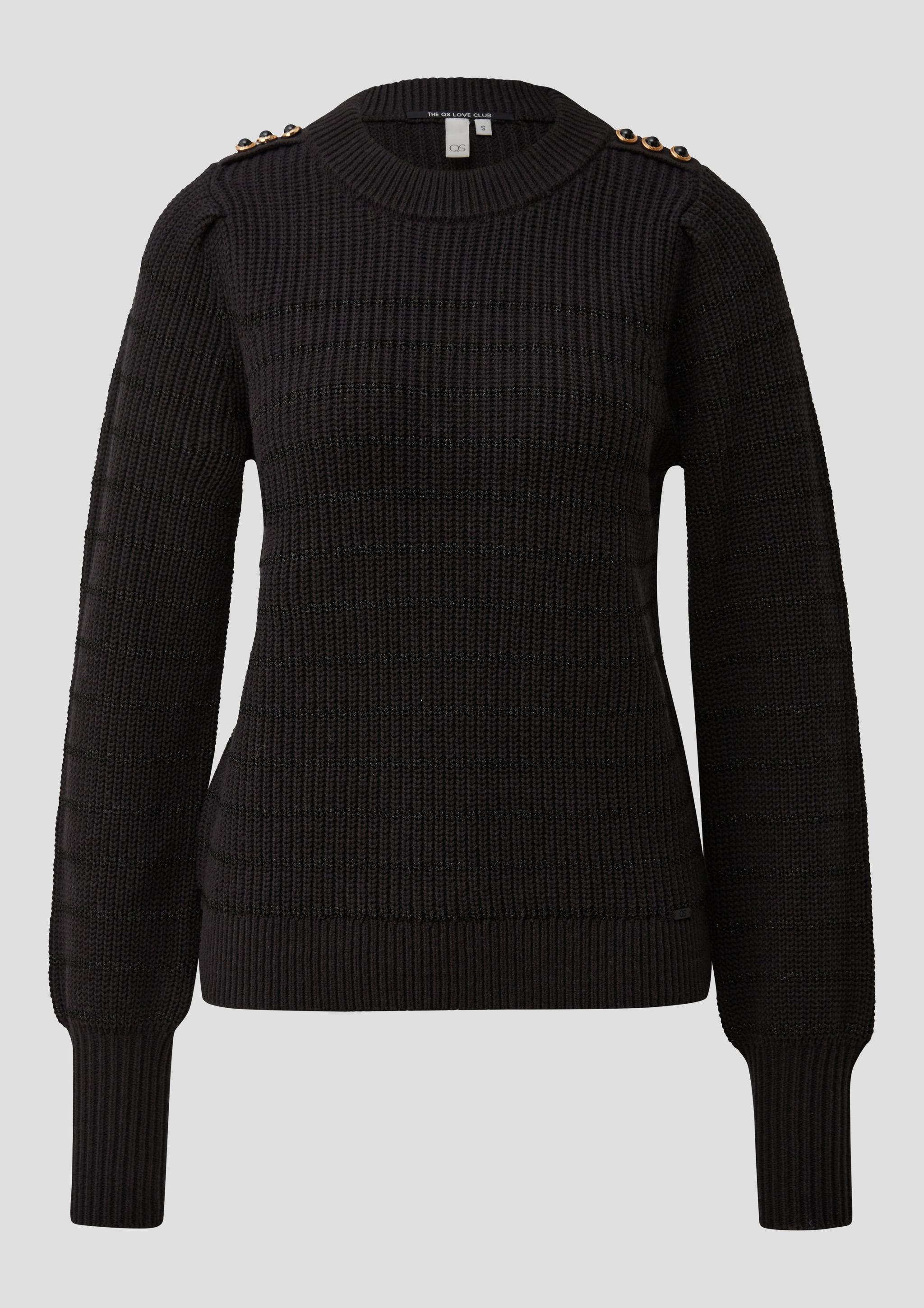 Women Knitted pullover in black by QS