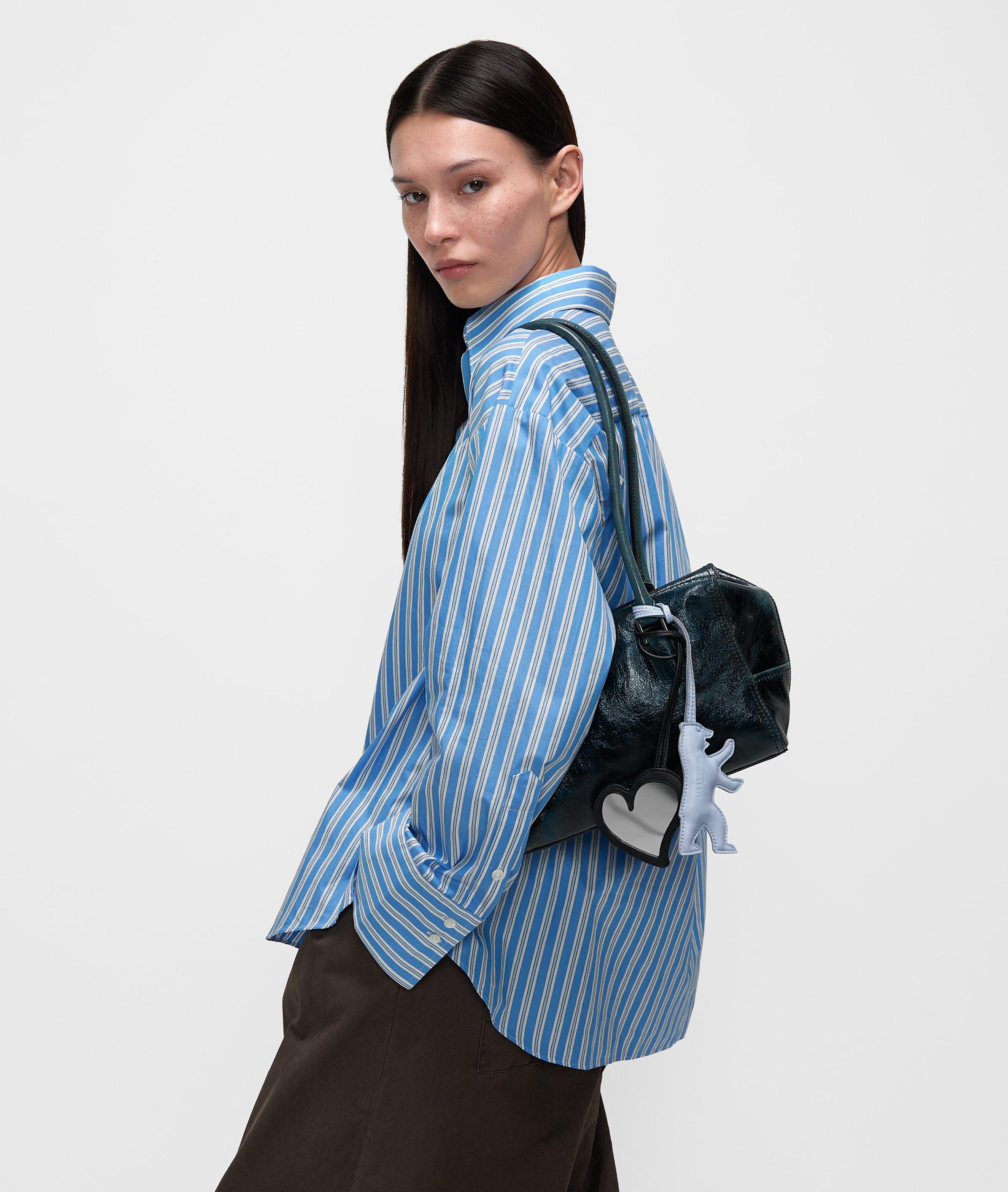 Puffy Bear Pendant in blue, black & beige