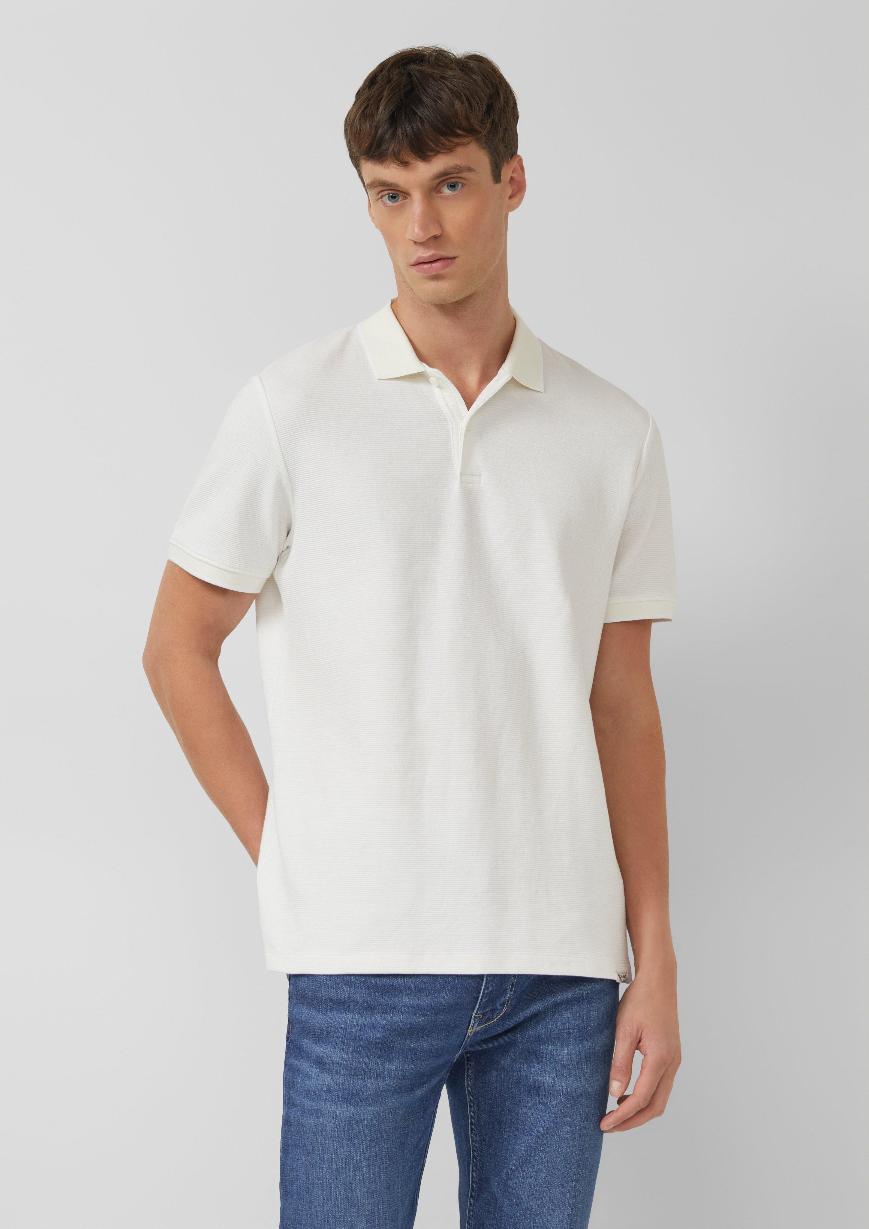 Thumbnail - Strukturiertes Poloshirt aus Baumwolle in Two-Tone-Optik