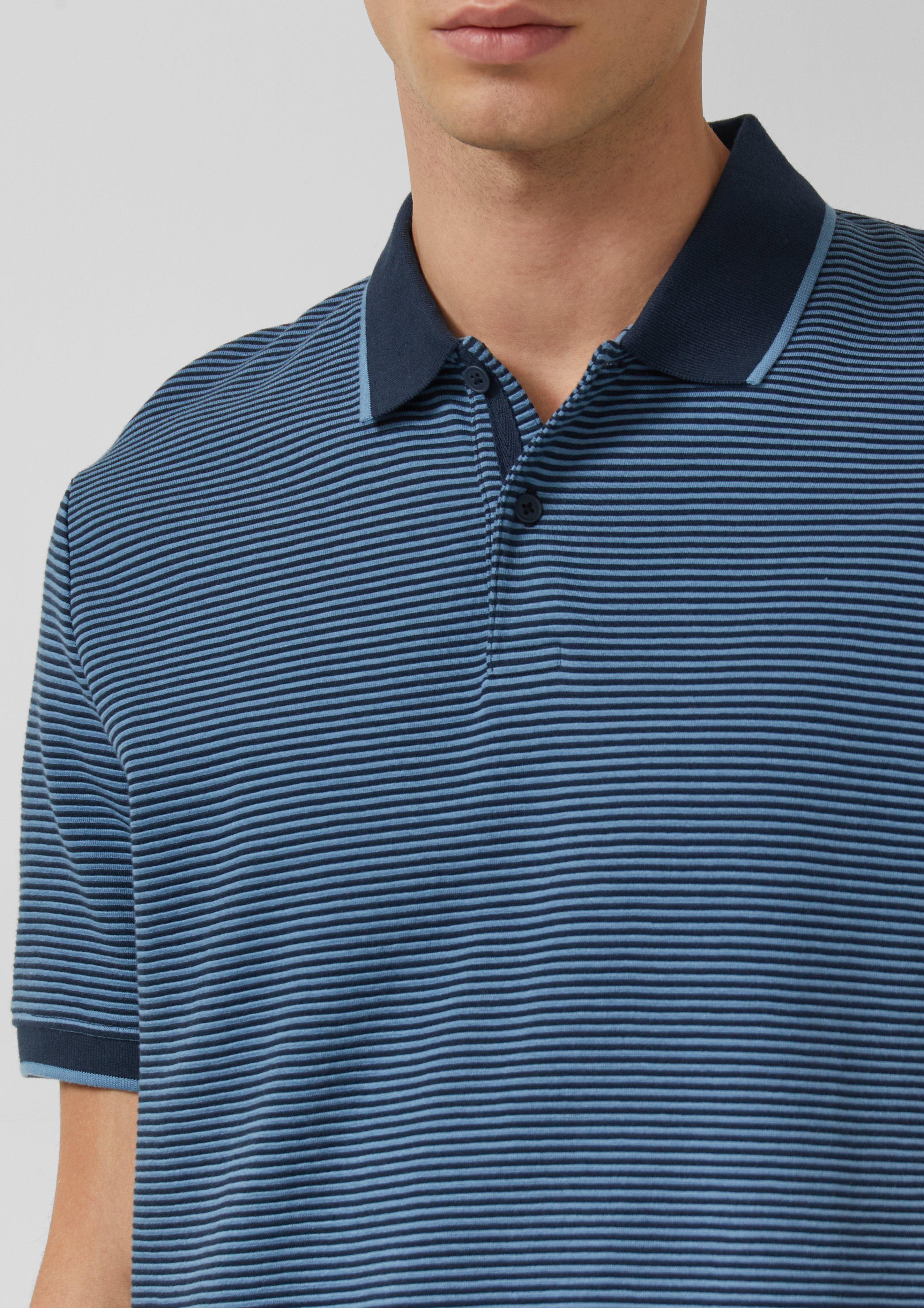 Thumbnail - Strukturiertes Poloshirt aus Baumwolle in Two-Tone-Optik