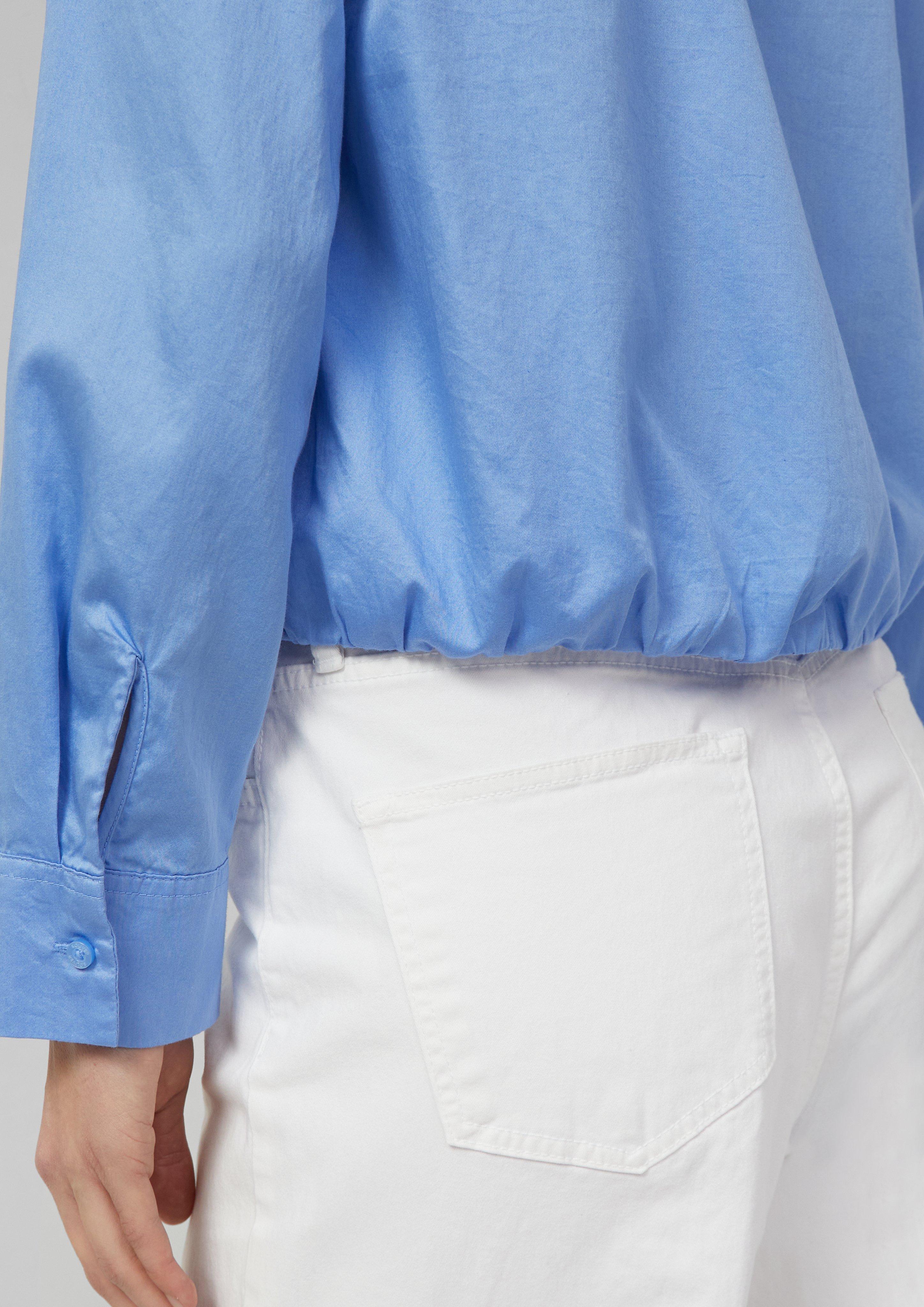 Baumwollsatin-Bluse mit Raffung