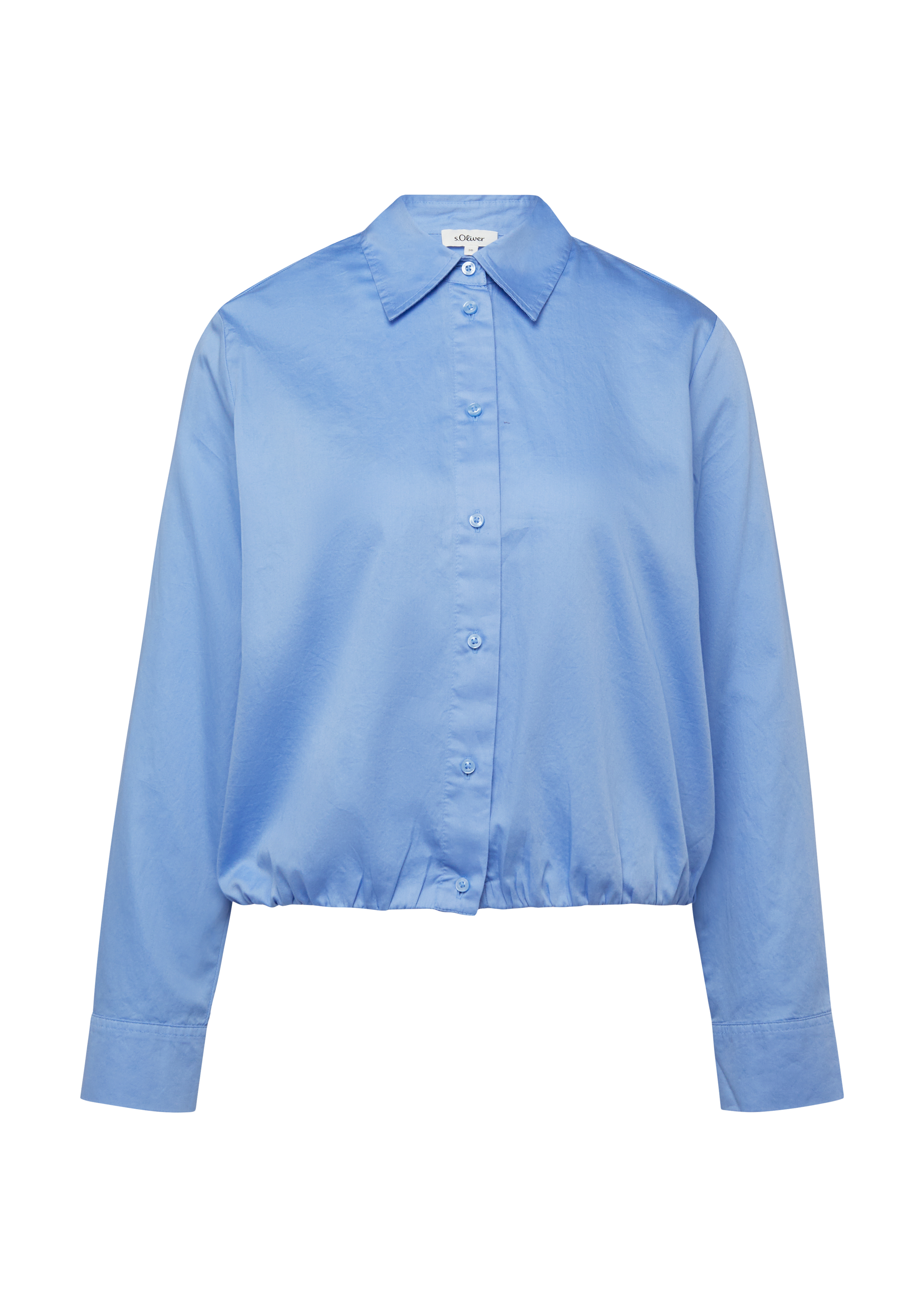 Baumwollsatin-Bluse mit Raffung