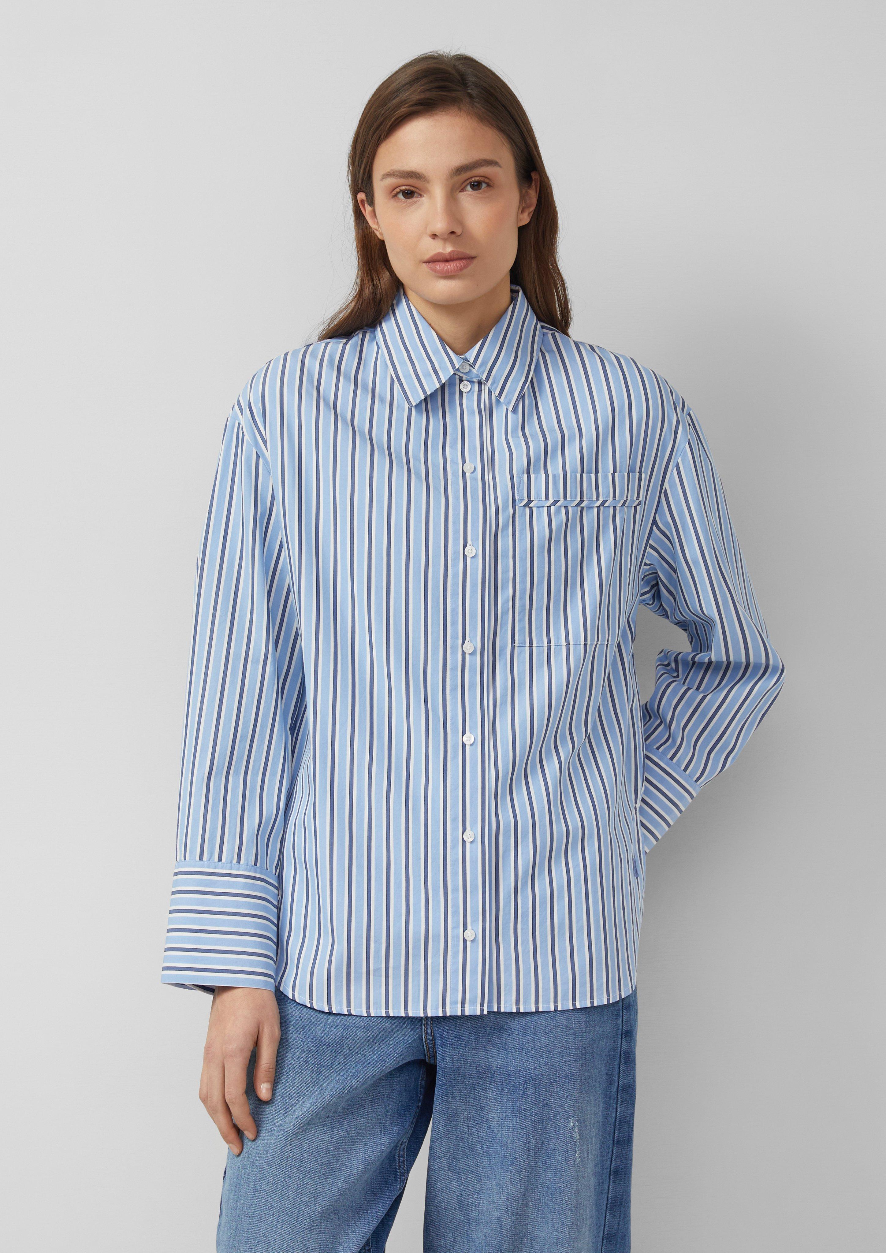 Thumbnail - Gestreifte Popeline-Bluse im Relaxed Fit mit Hemdkragen