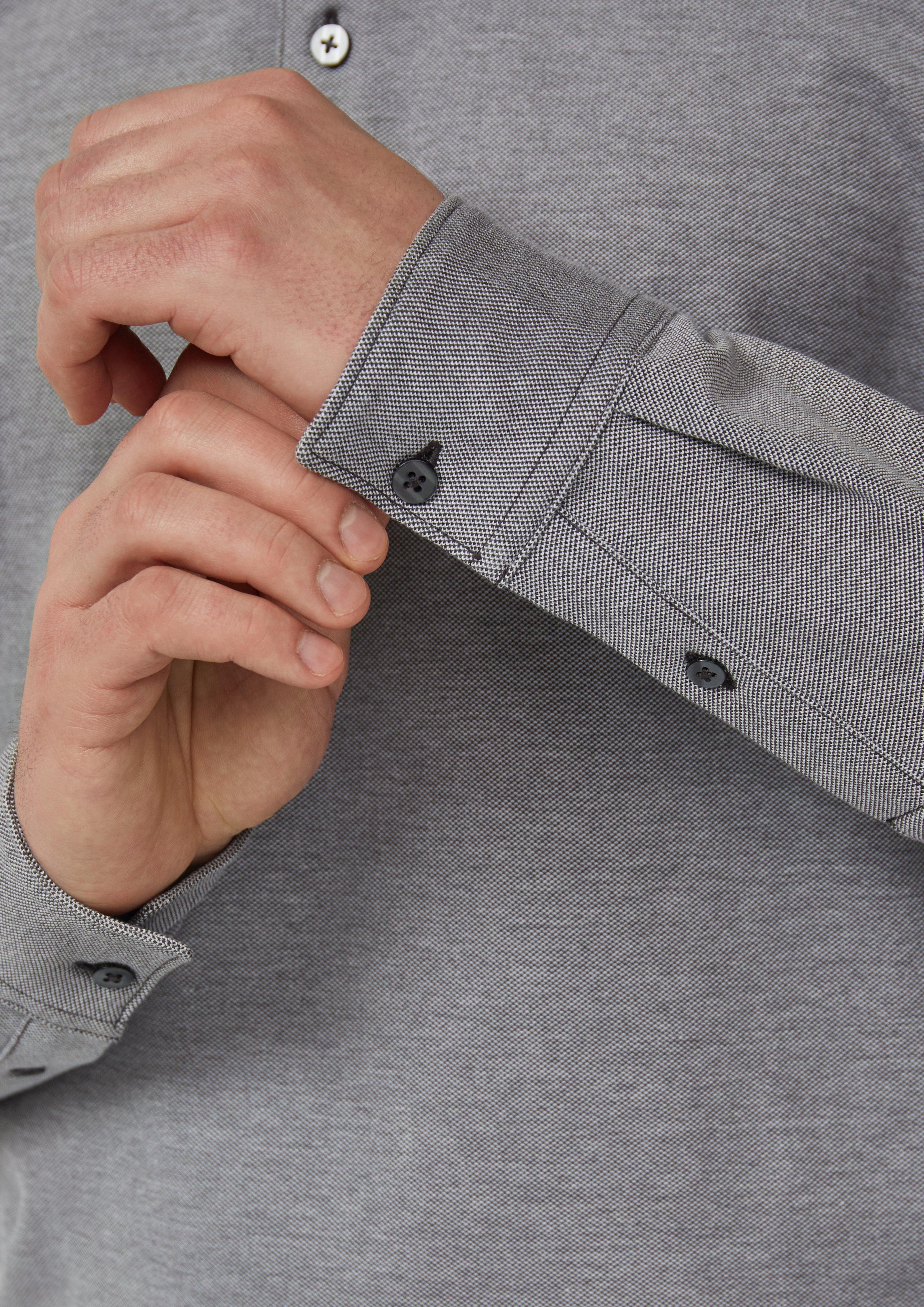 Thumbnail - Langarm-Poloshirt in Bicolor-Optik aus Baumwoll-Piqué