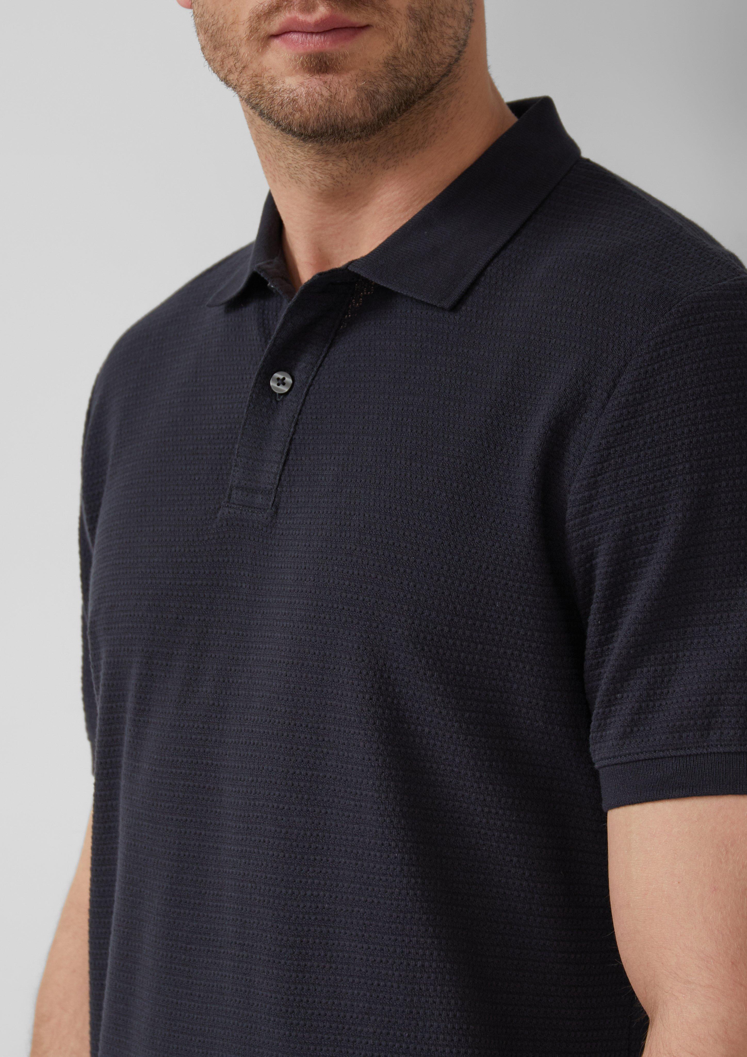 Strukturiertes Baumwoll-Poloshirt mit Bündchen