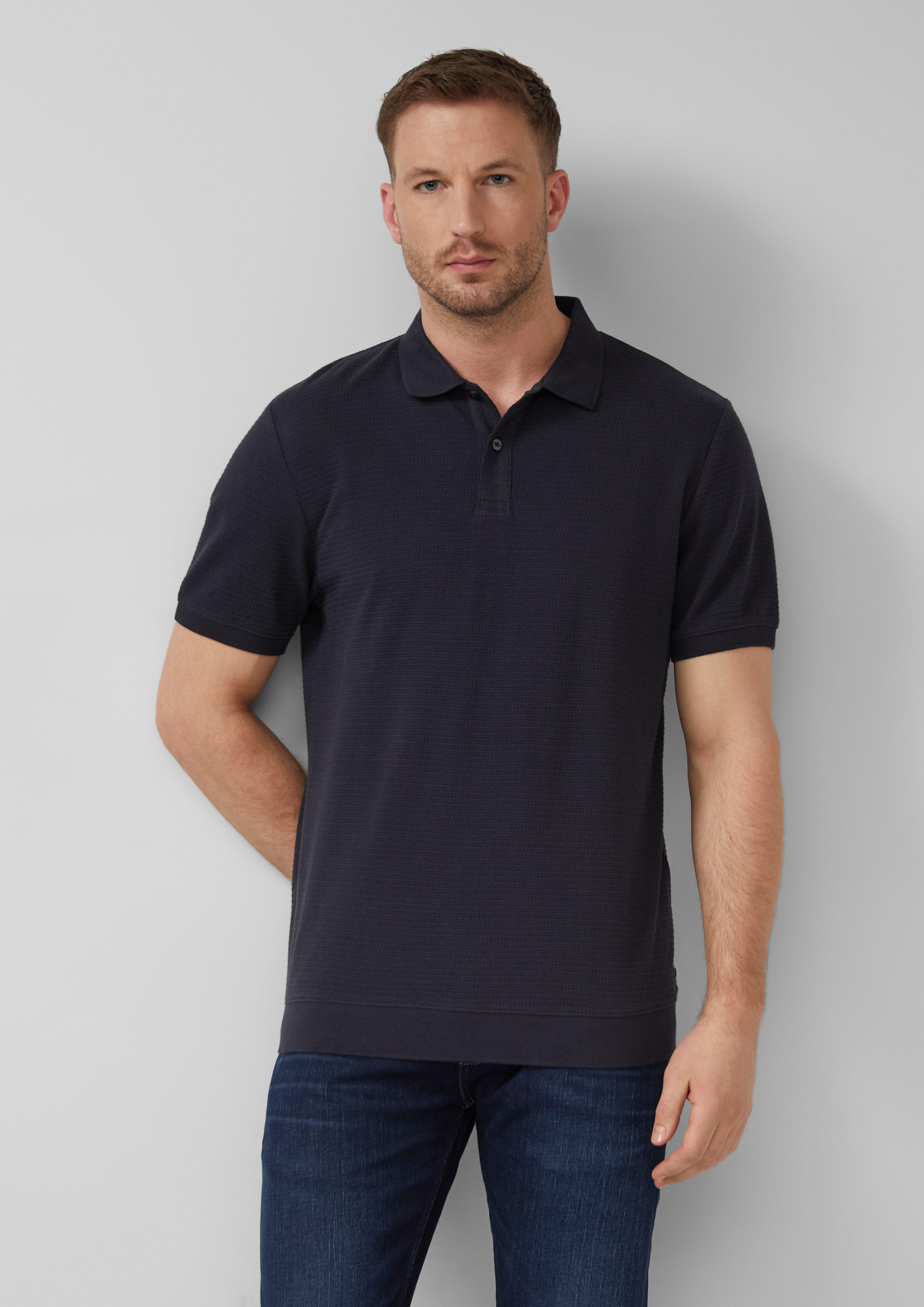 Thumbnail - Strukturiertes Baumwoll-Poloshirt mit Bündchen