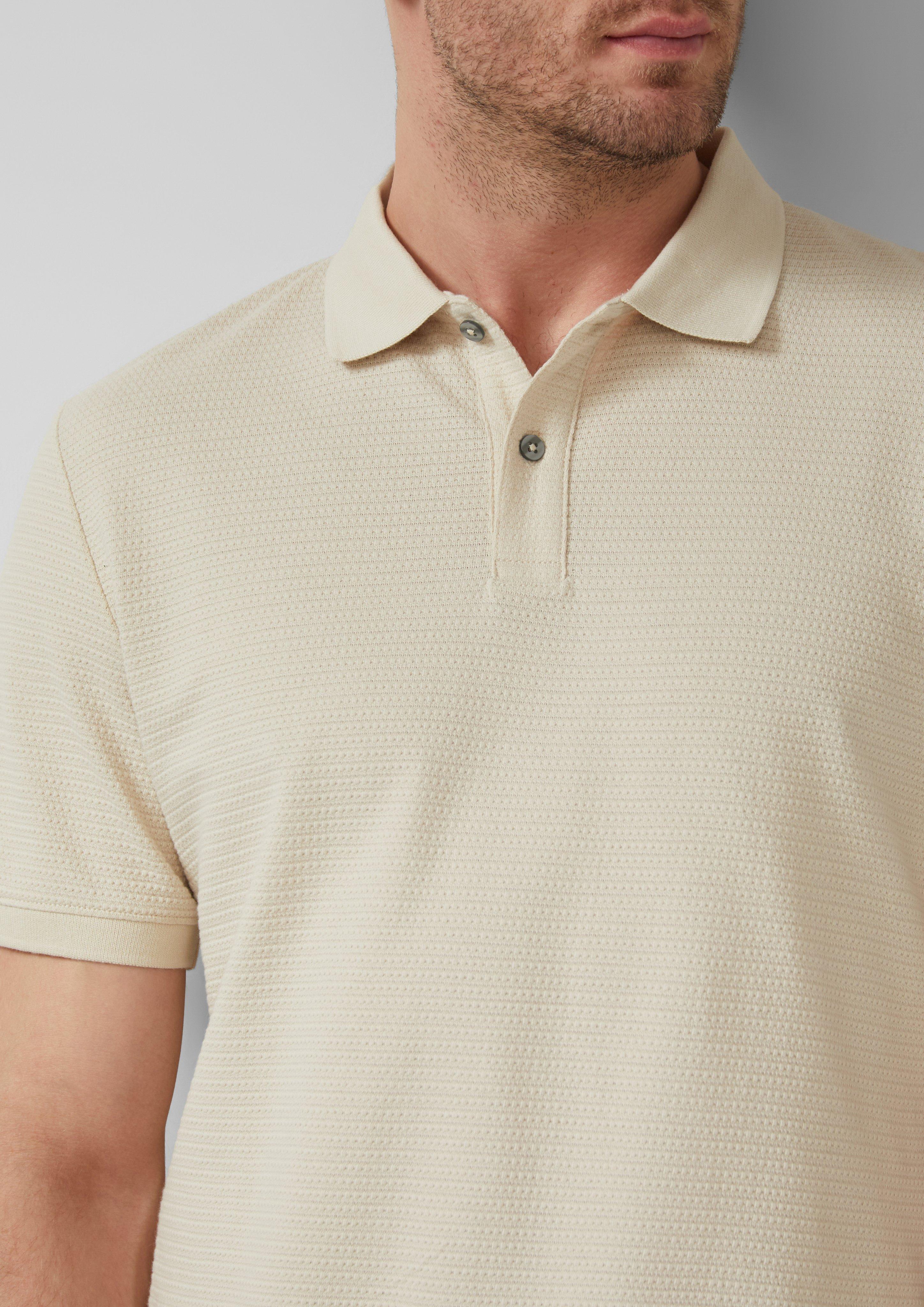 Thumbnail - Strukturiertes Baumwoll-Poloshirt mit Bündchen