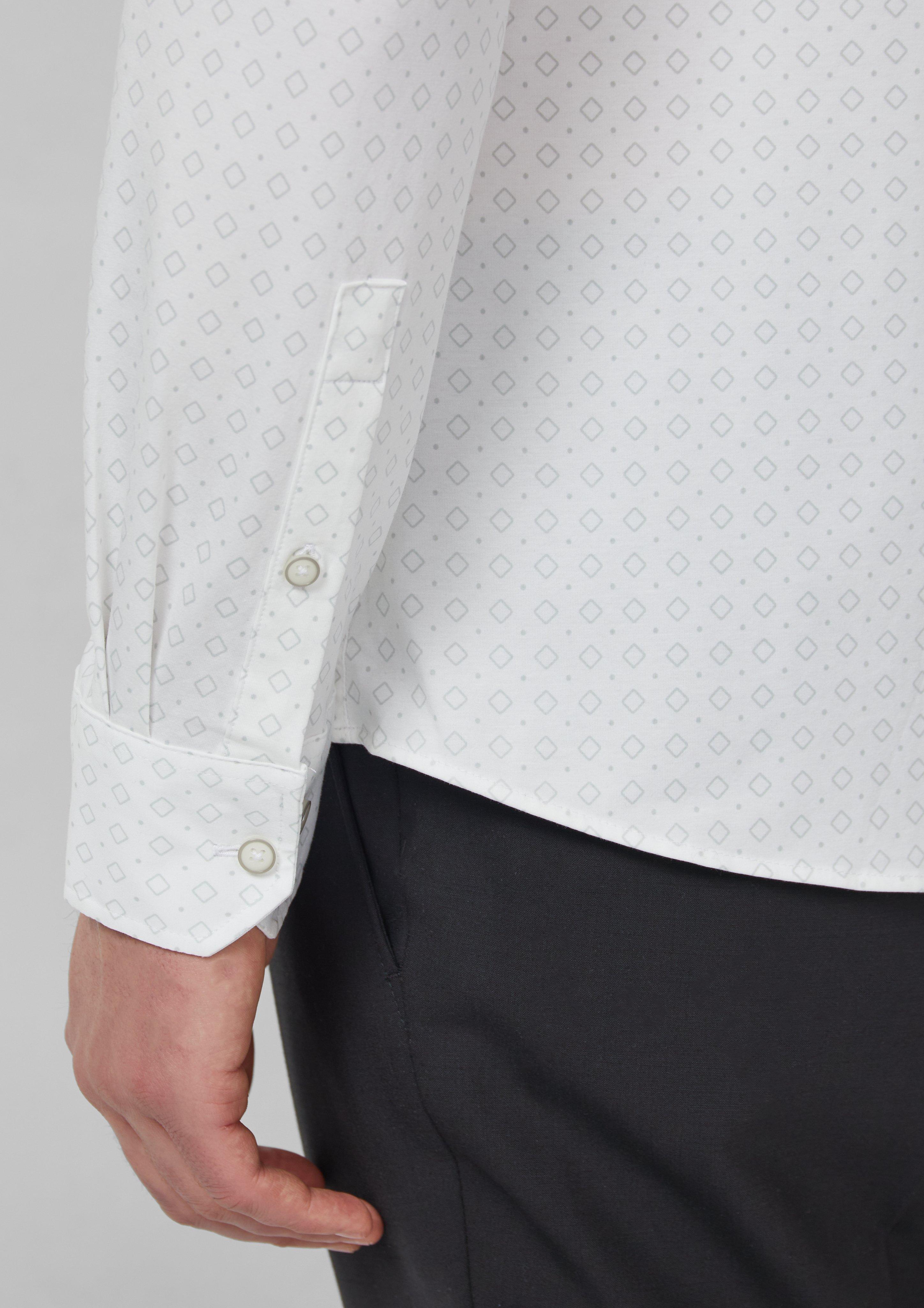 Tailored Fit: Langarmhemd aus Edeljersey mit All-over-Print