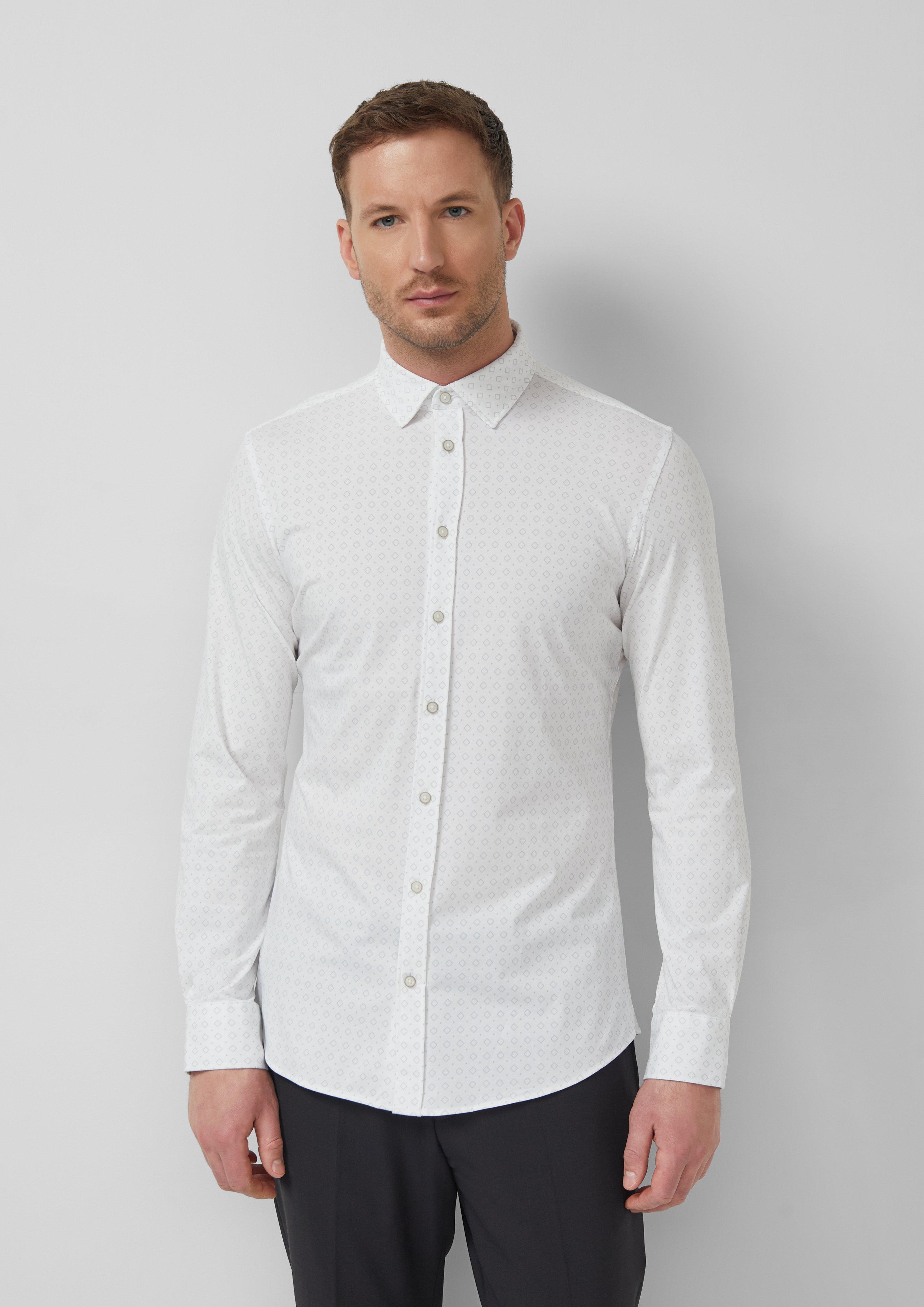 Thumbnail - Tailored Fit: Langarmhemd aus Edeljersey mit All-over-Print