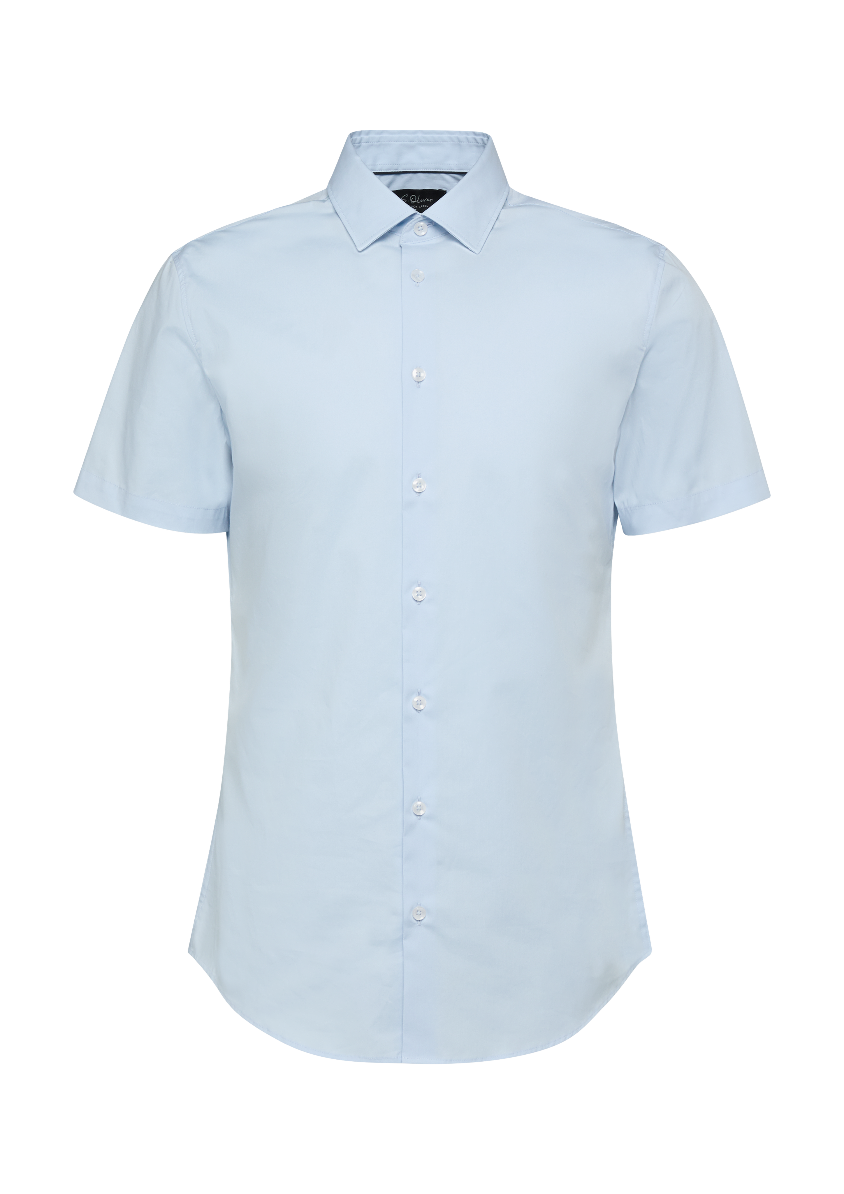 Tailored Fit: Kurzarmhemd aus Baumwollstretch mit Kentkragen