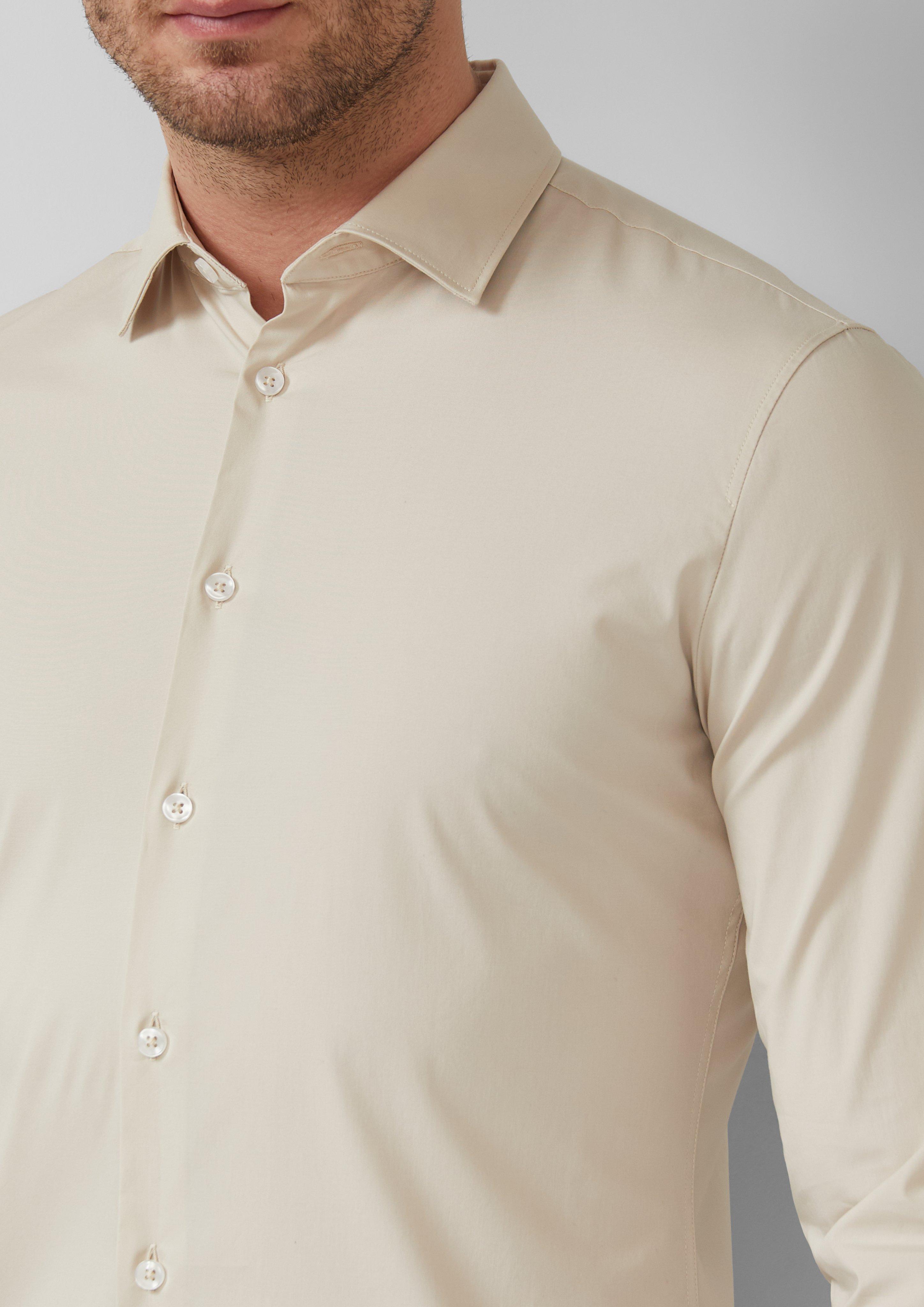 Tailored Fit: Langarmhemd aus Baumwollstretch