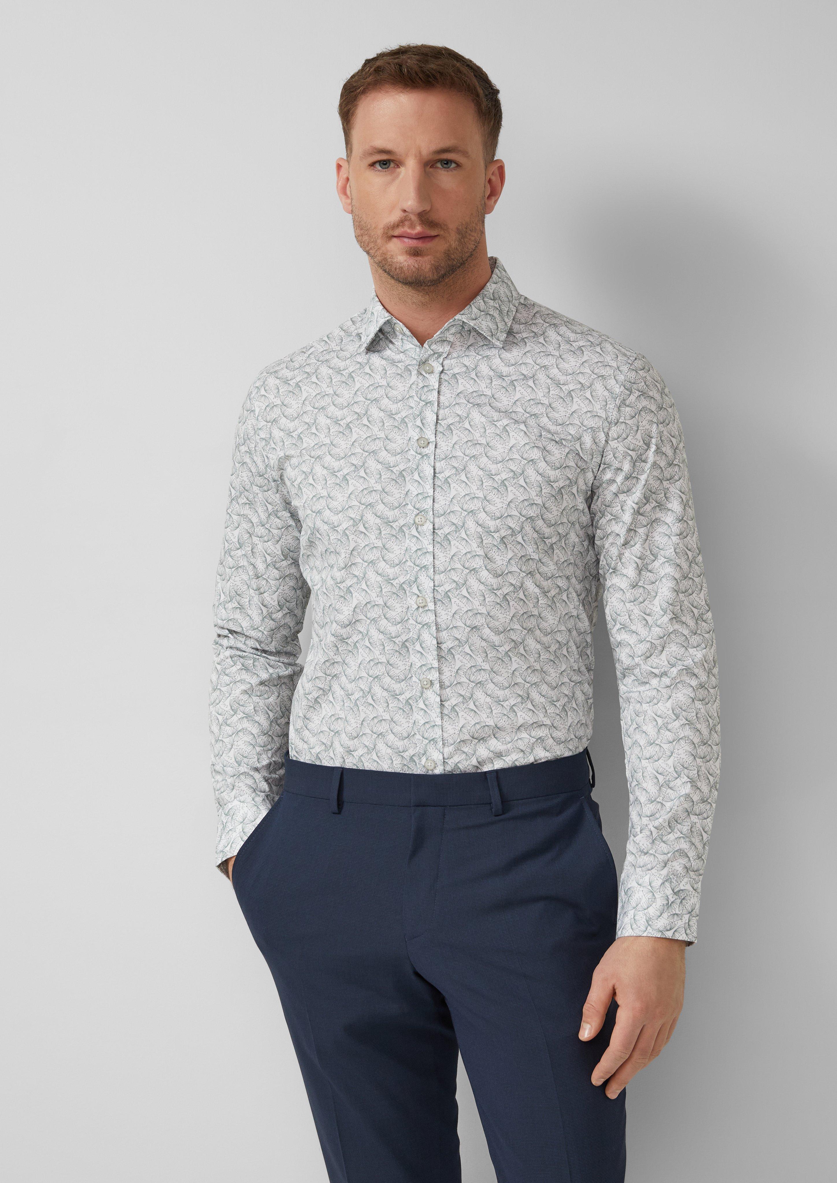 Thumbnail - Tailored Fit: Gemustertes Langarmhemd aus Comfortstretch