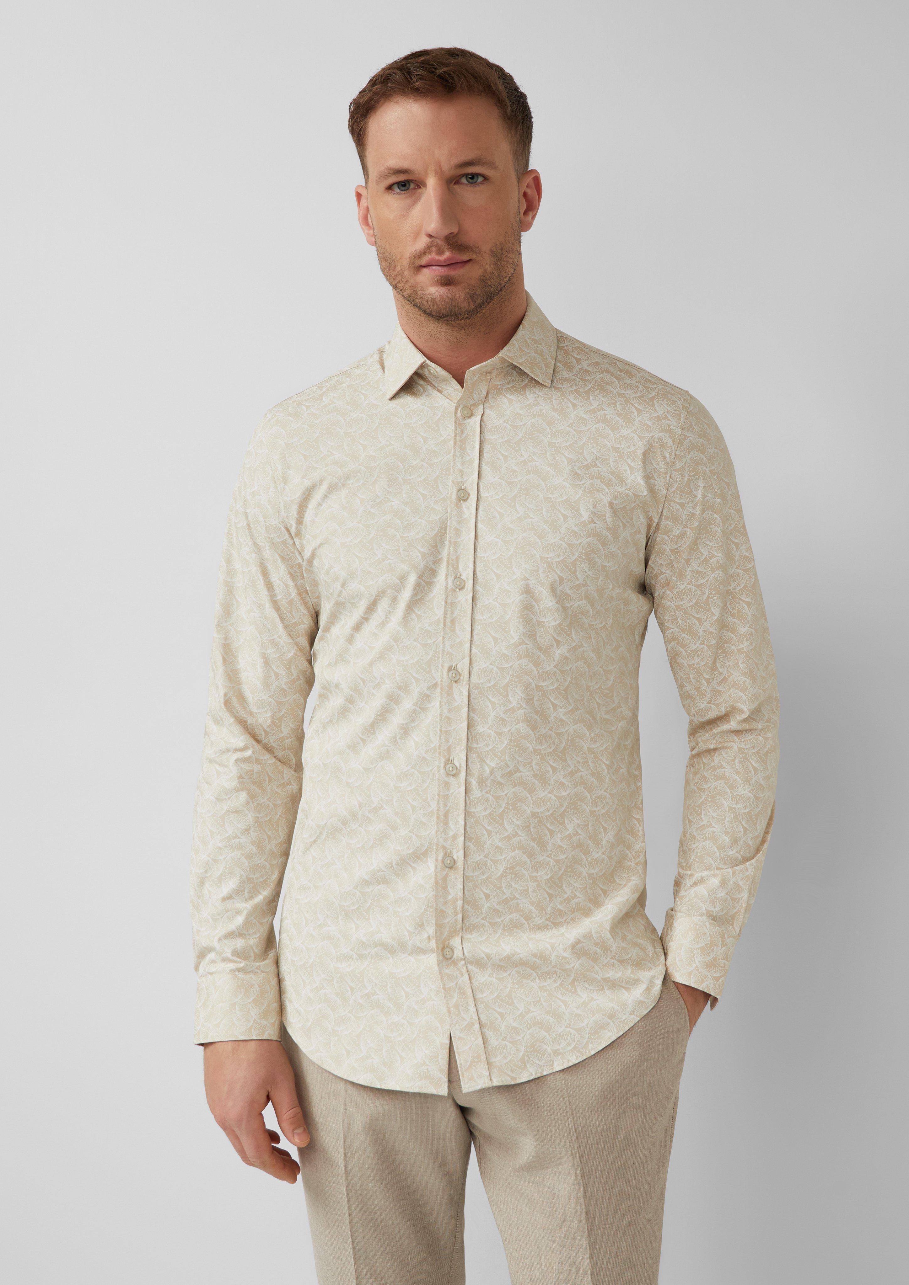 Thumbnail - Tailored Fit: Gemustertes Langarmhemd aus Comfortstretch