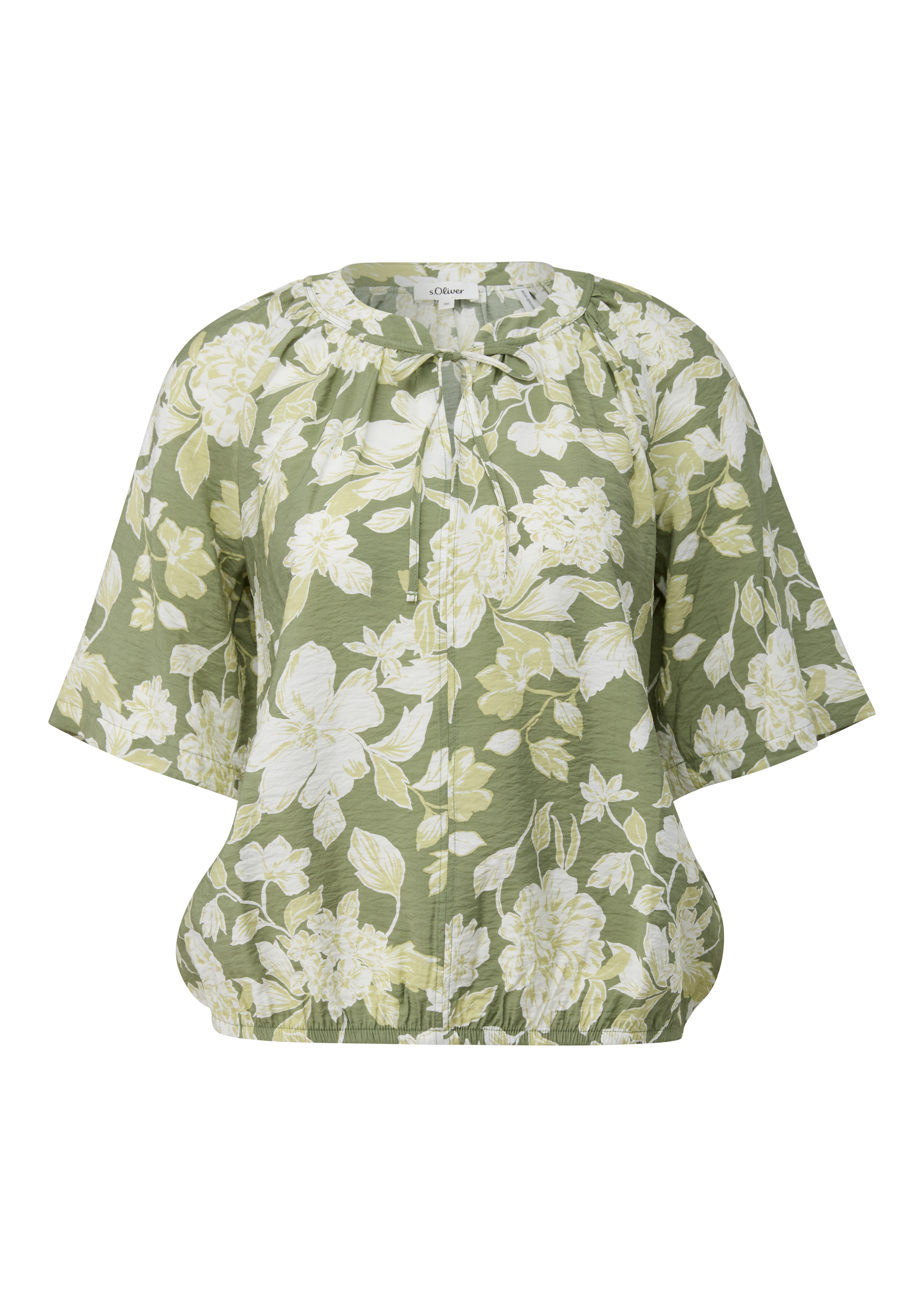Strukturierte Viskosemix-Bluse im O-Shape