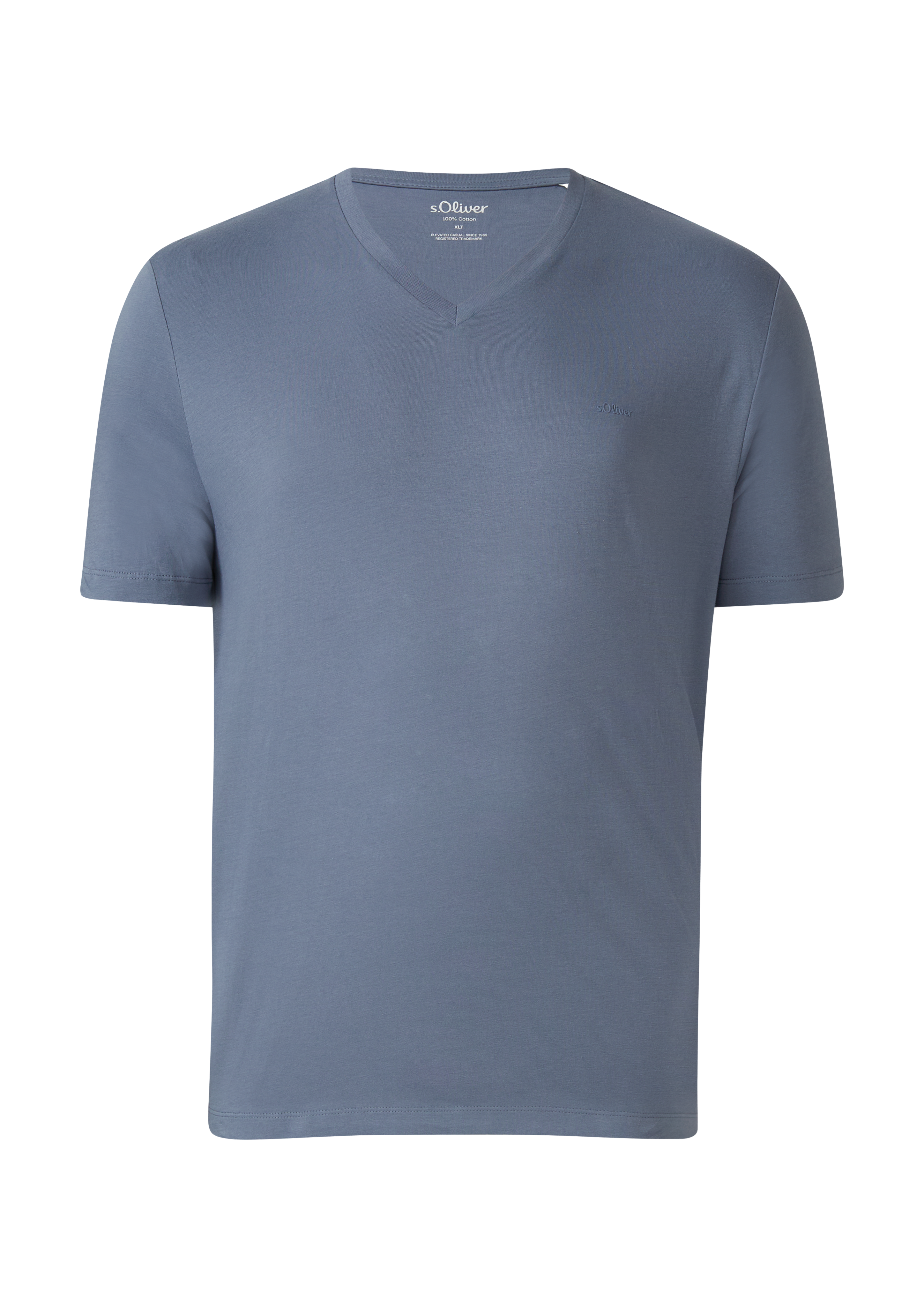 Katoenen T-shirt met V-hals en logo