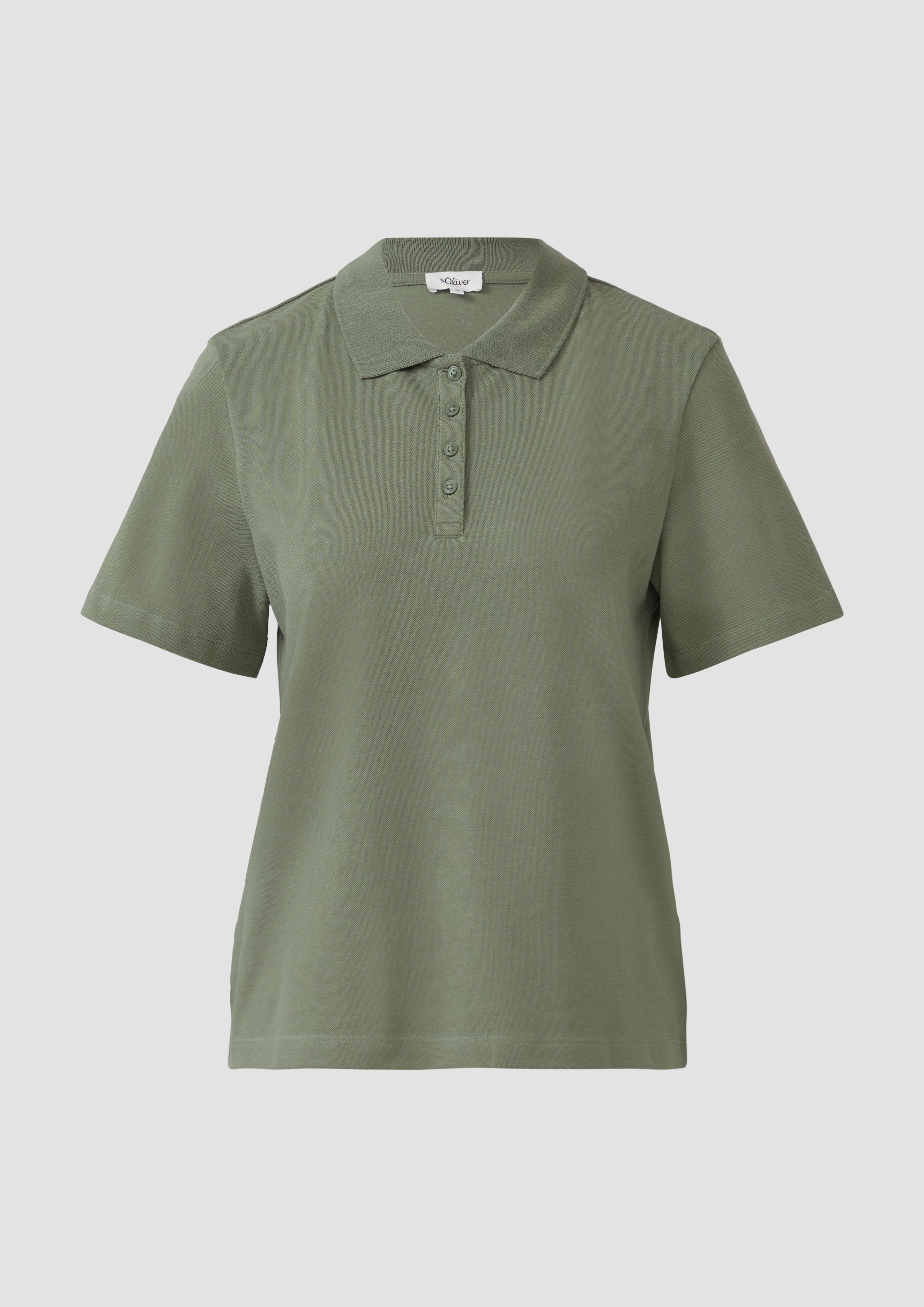 s.Oliver - Verkürztes Poloshirt aus Baumwollpiqué, Damen, Grün