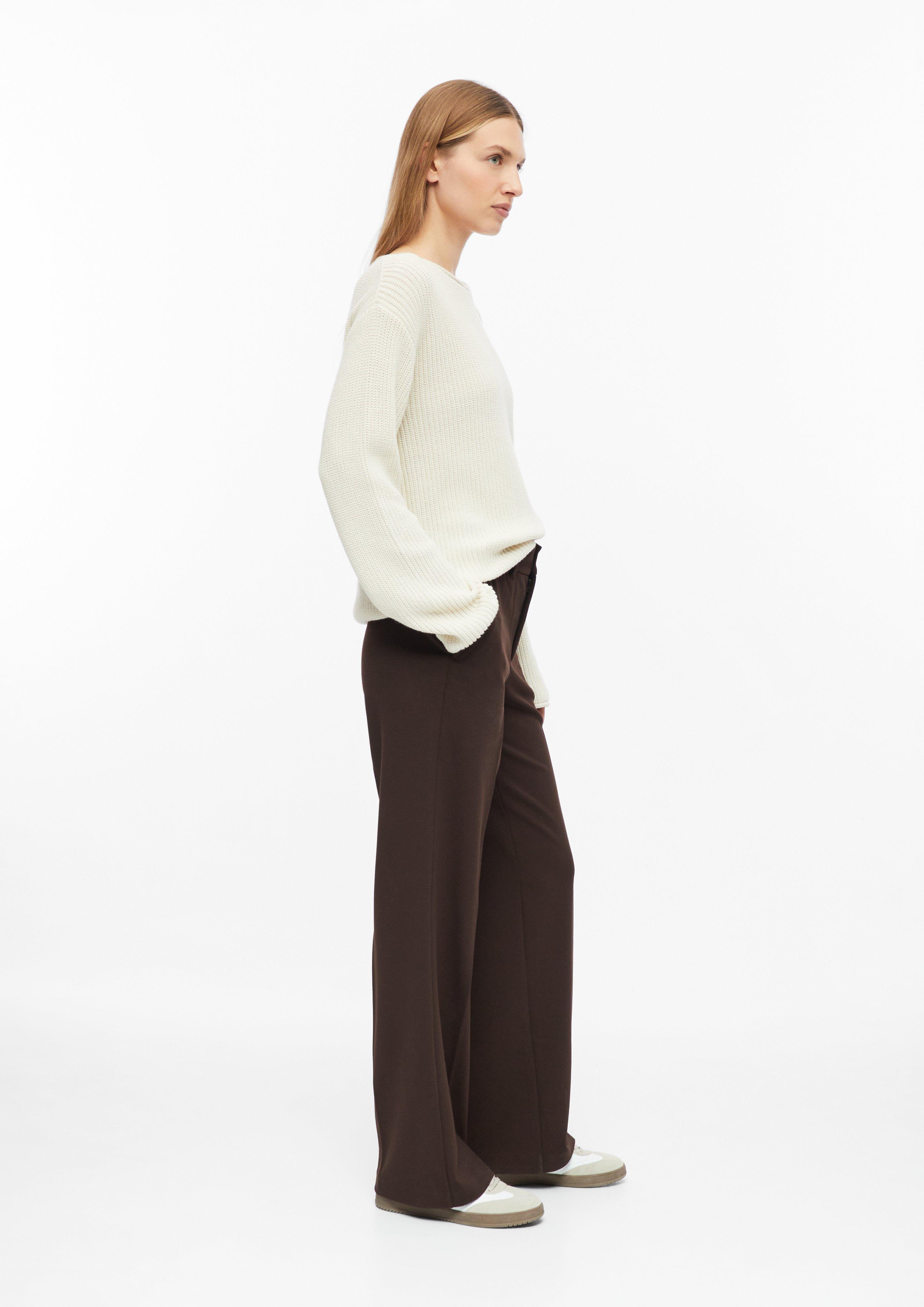 Femmes Pantalon à jambes larges structuré et taille haute en brun de s.Oliver
