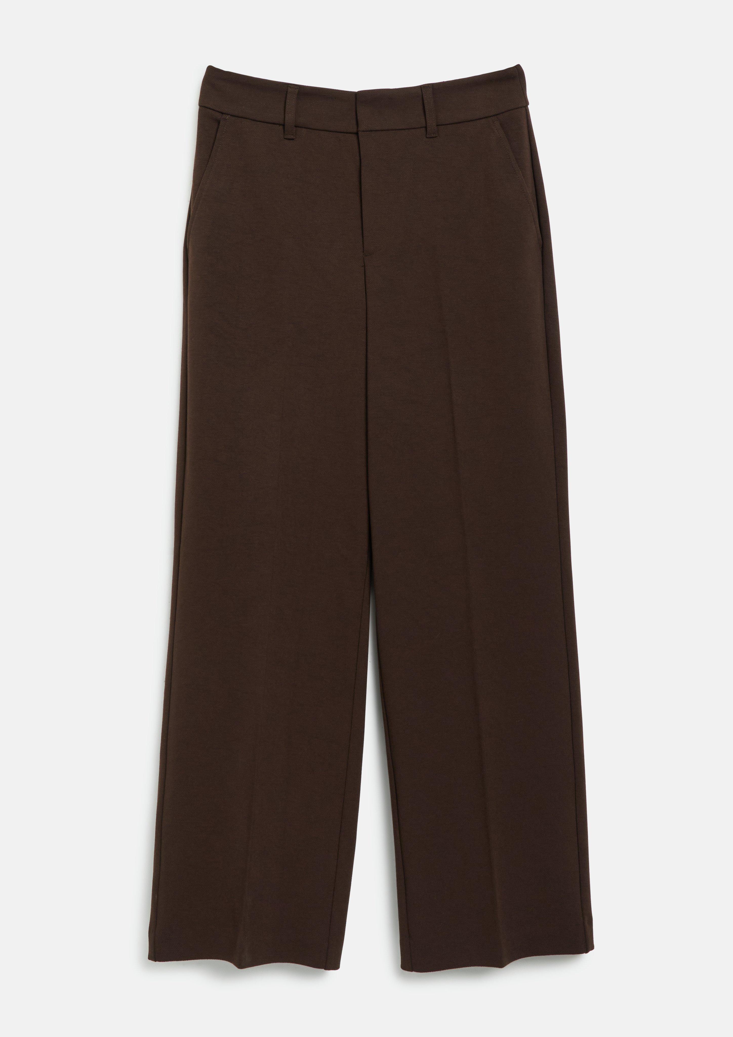 Structured wide-leg pants with a high rise in dark brown by s.Oliver