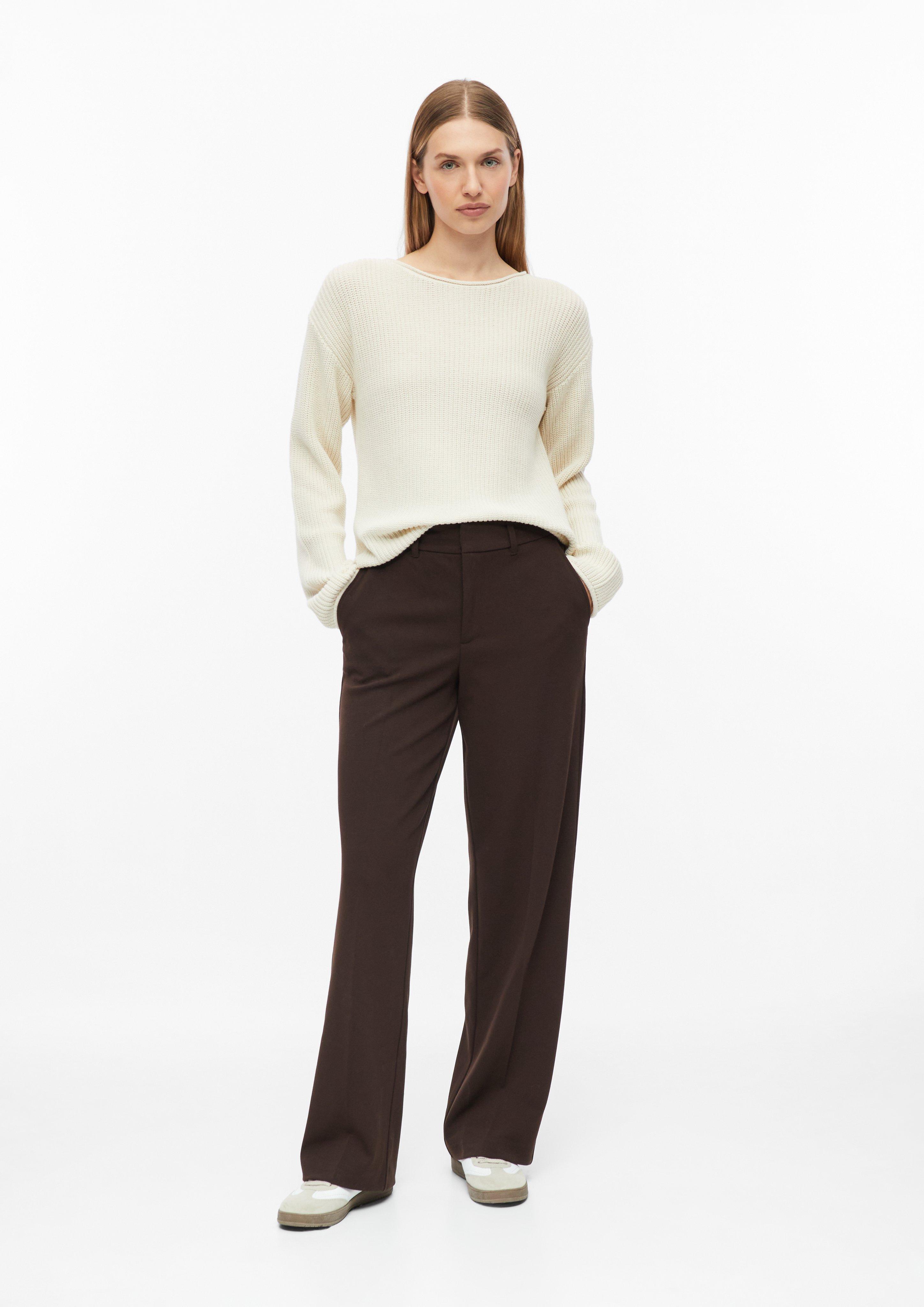 Femmes Pantalon à jambes larges structuré et taille haute en brun de s.Oliver