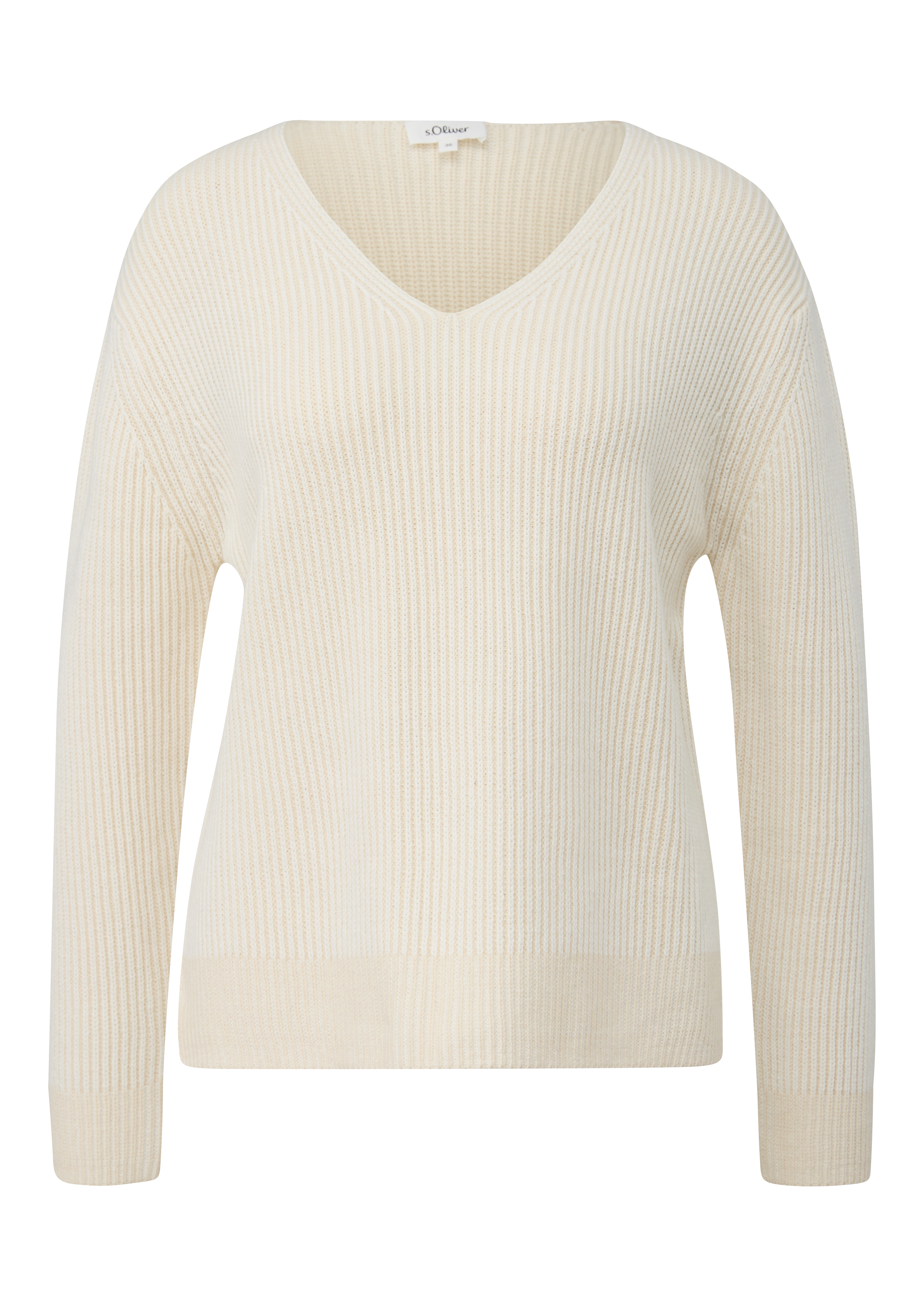 Baumwollmix-Strickpullover mit V-Ausschnitt
