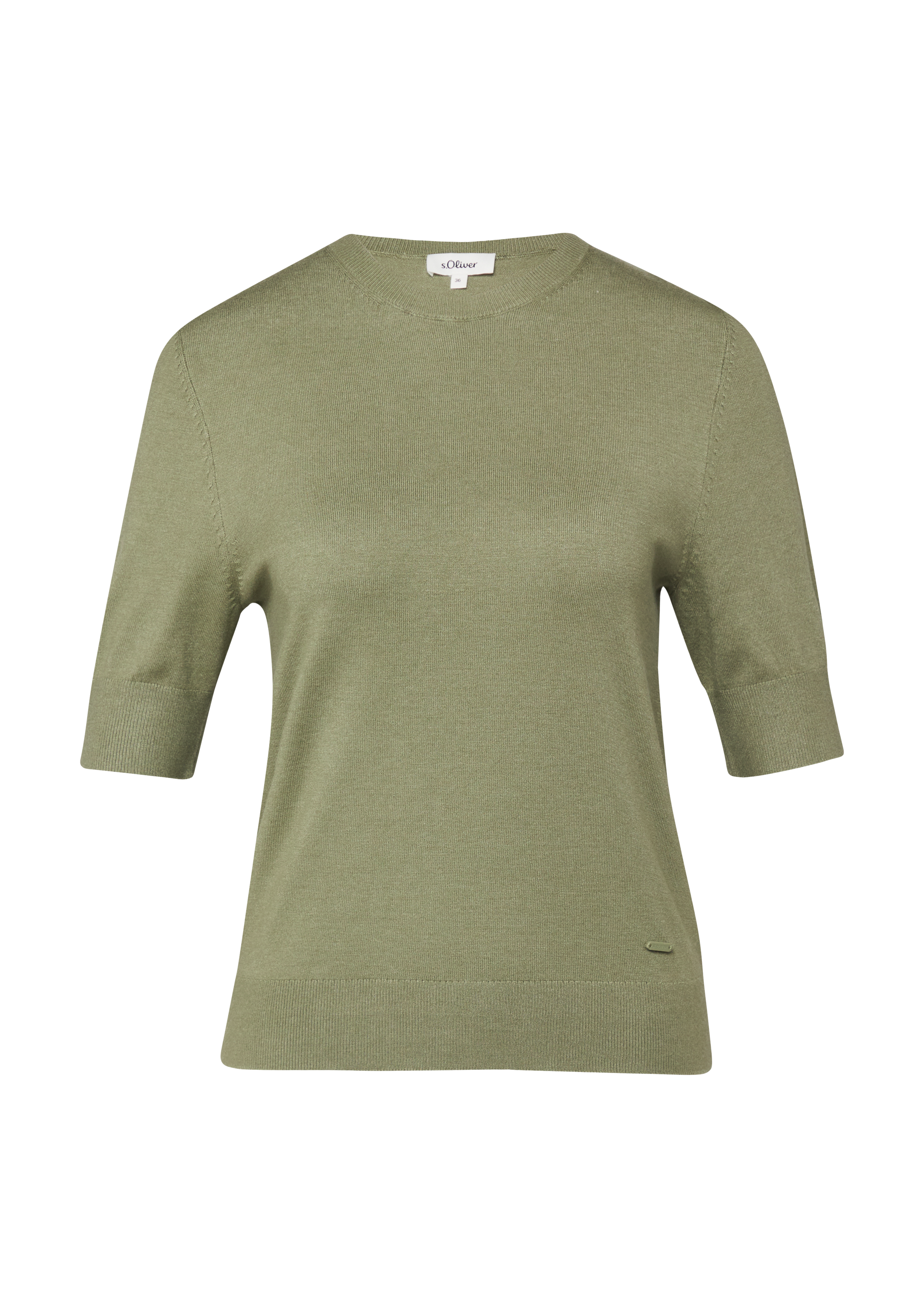 Miękki dzianinowy sweter z krótkim rękawem Slim Fit