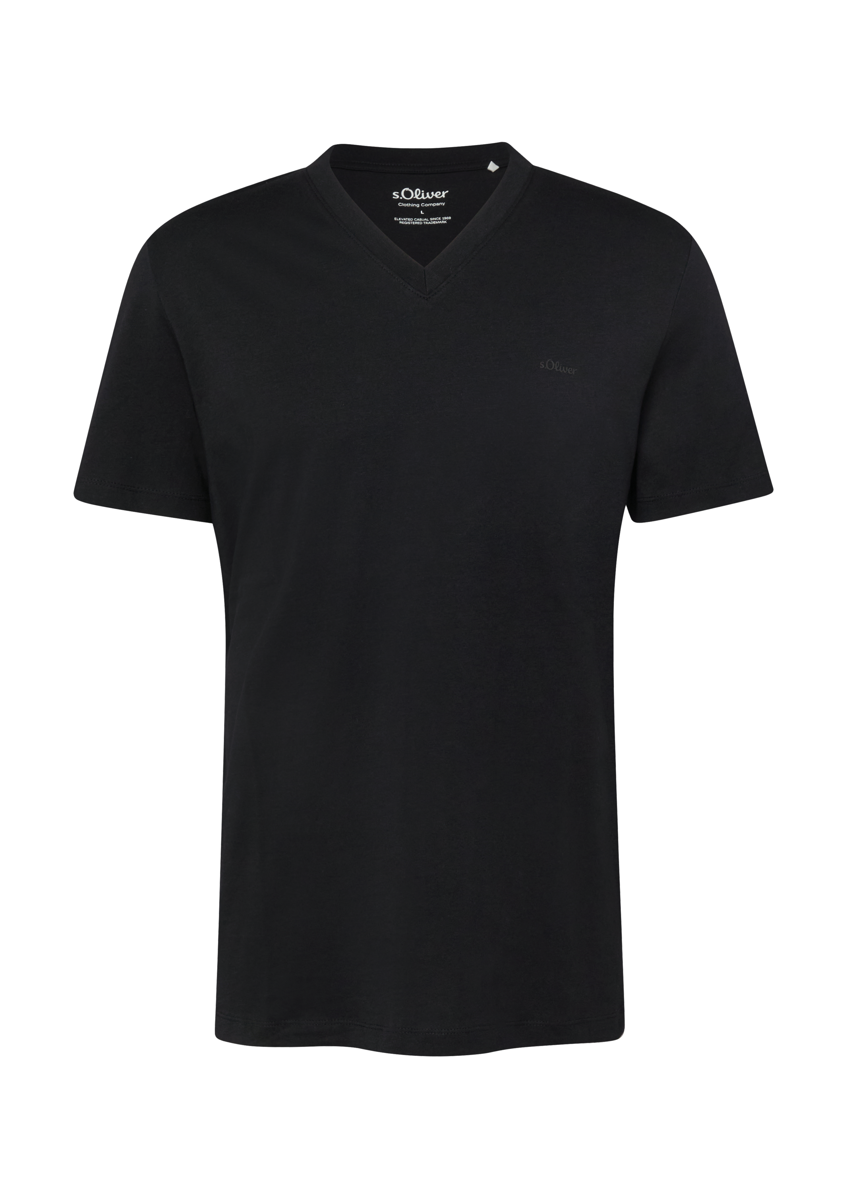 Katoenen T-shirt met logoprint en V-hals