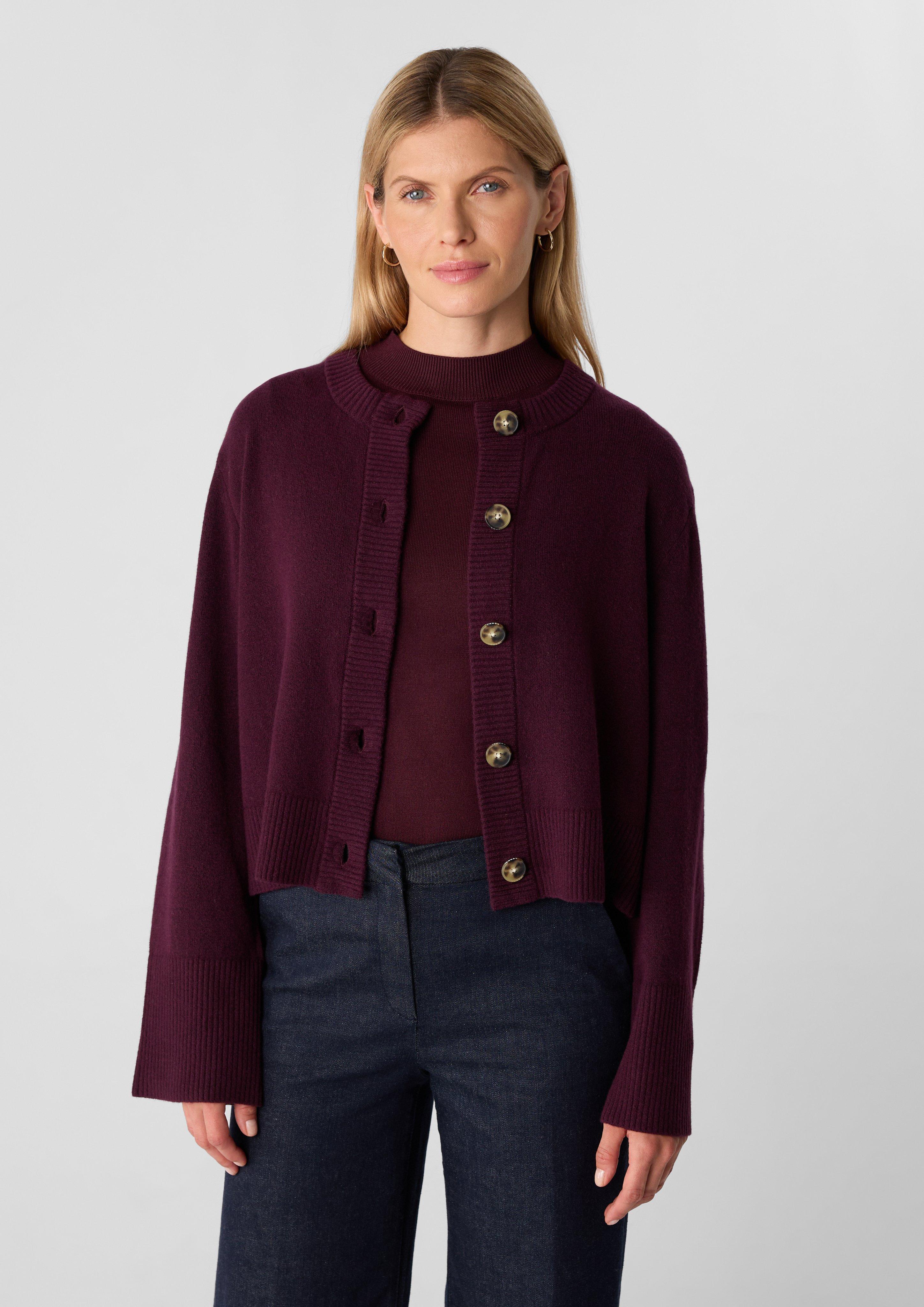 Short cardigan with ribbed details - Red | SCAYLE