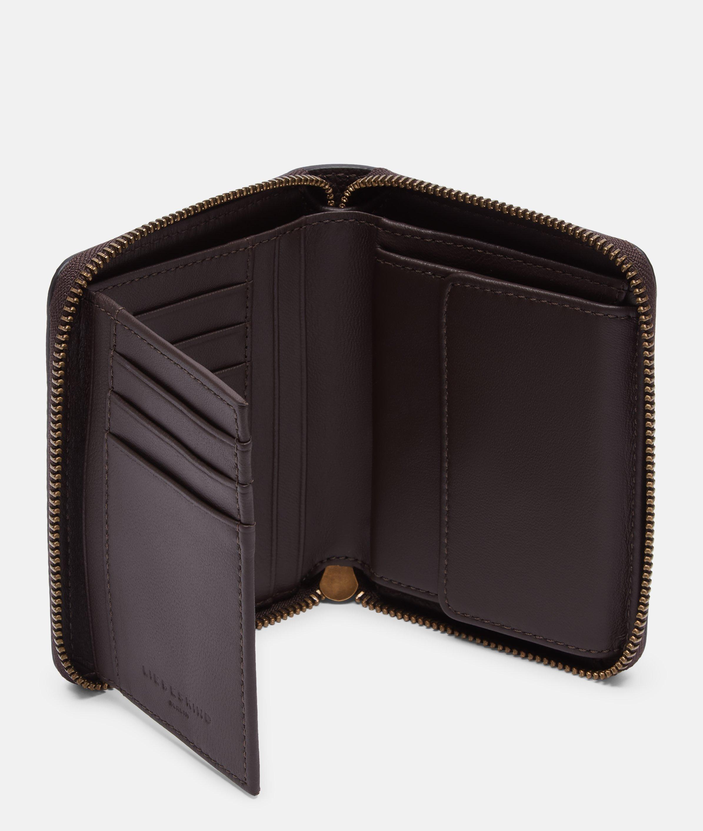 Conny portemonnee M in bruin, zwart, blauw & groen