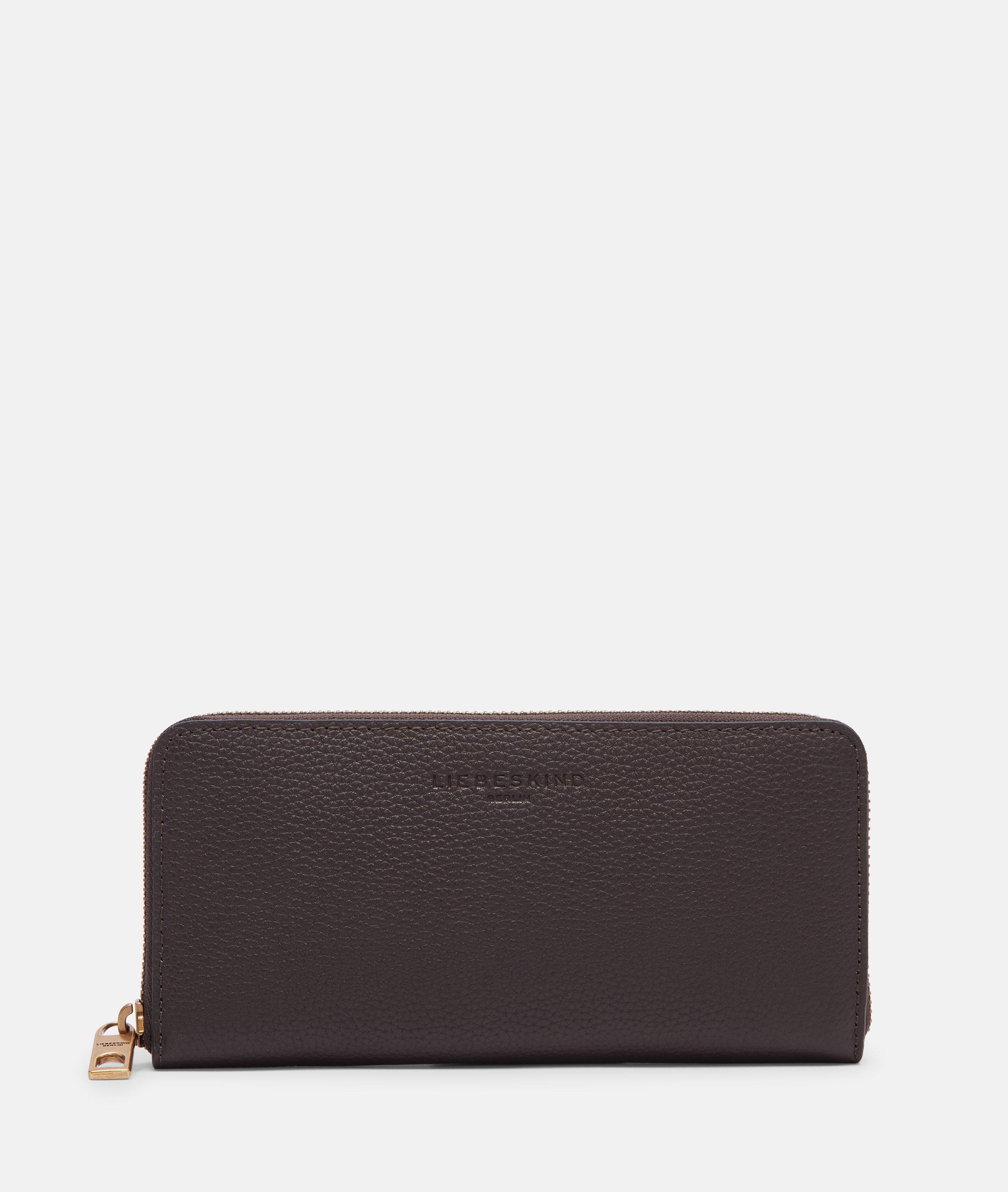 Portemonnee in bruin, beige, blauw, zwart & groen