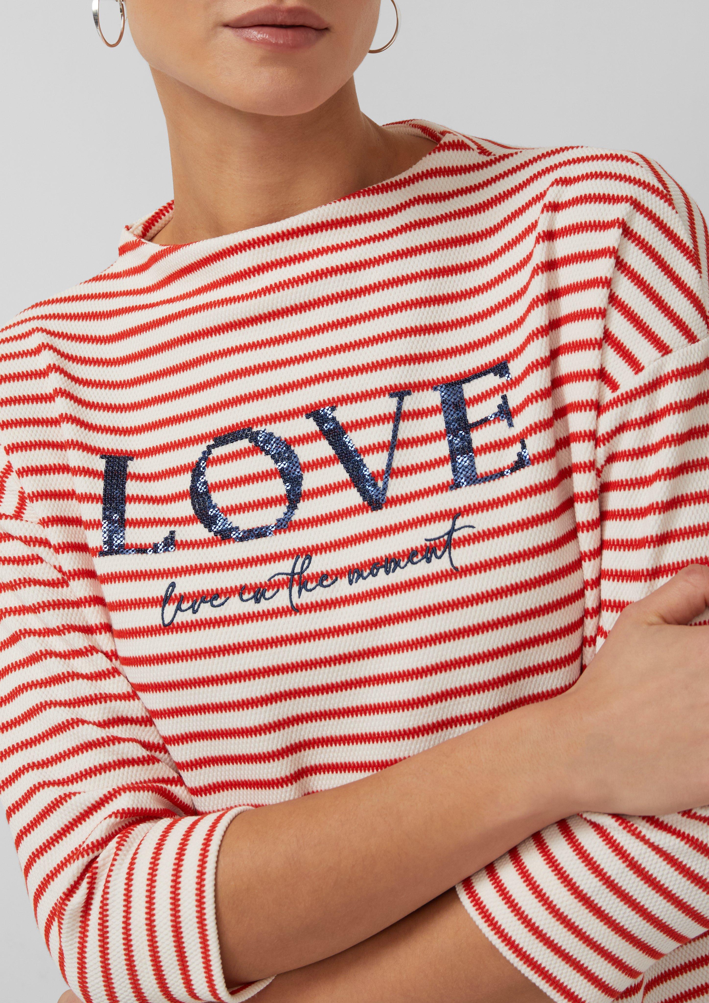 Thumbnail - Strukturiertes Sweatshirt mit 3/4-Ärmeln und Artwork