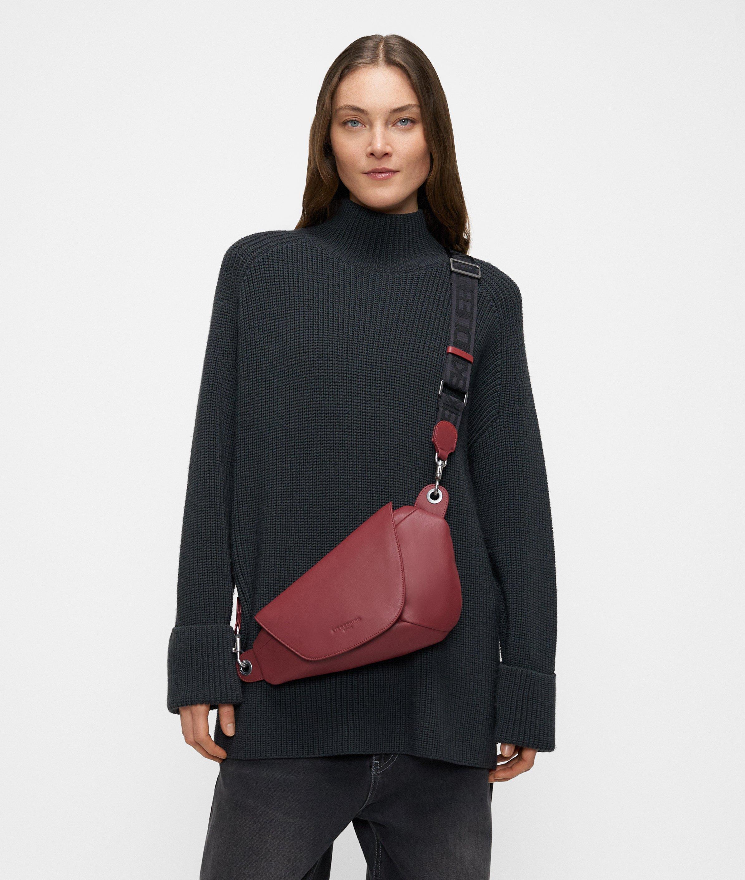 Ovale riemtas S in rood, beige & bruin