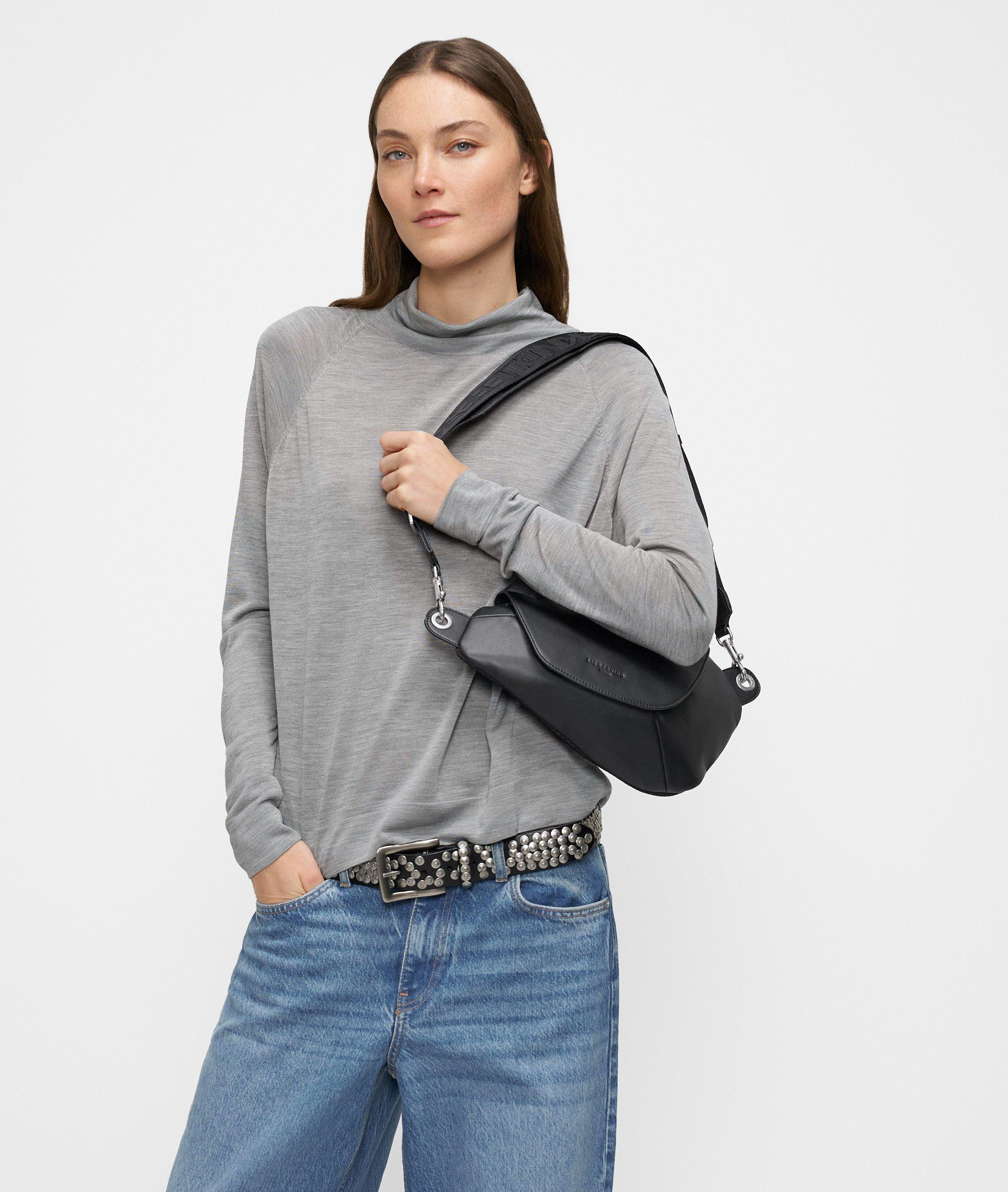 Ovale riemtas S in zwart, beige & bruin