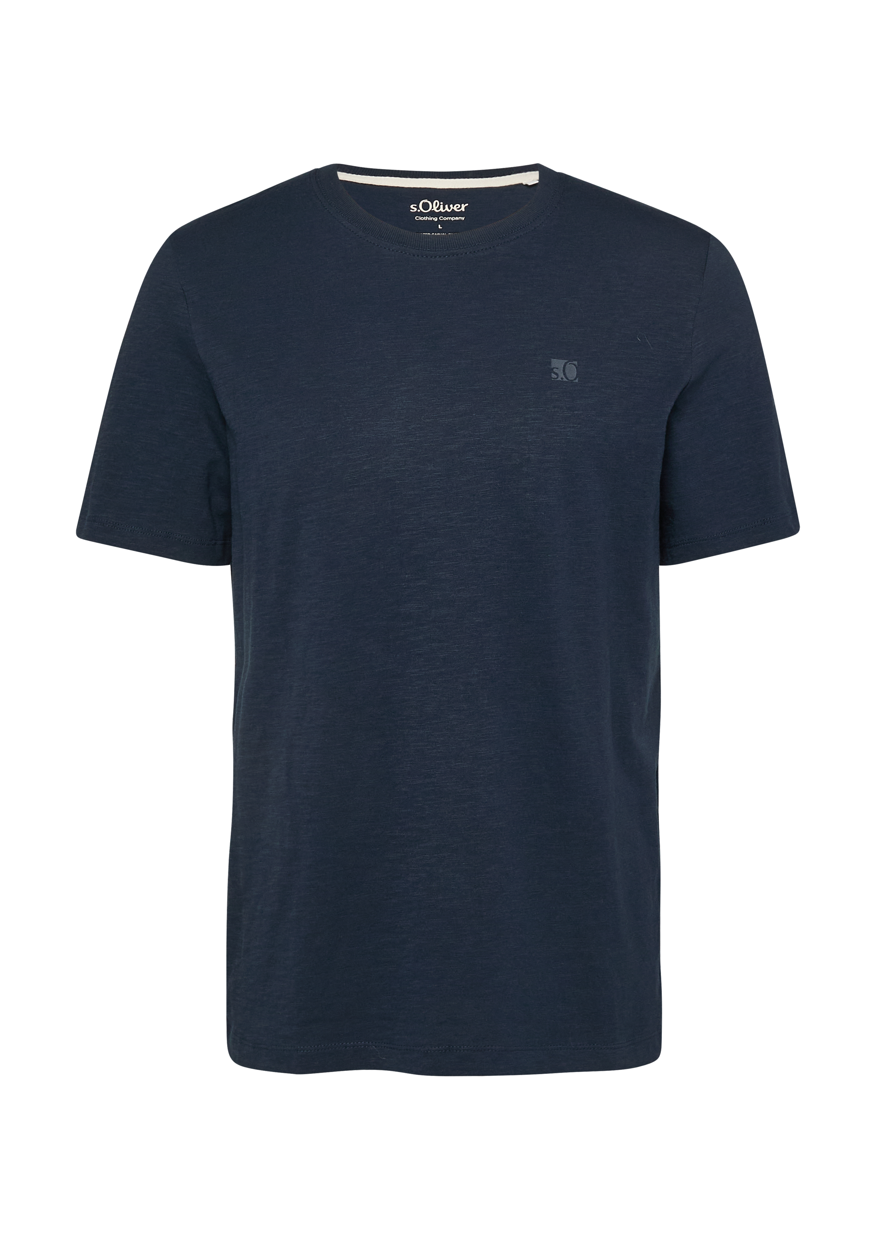 T-shirt in vlamgarenstructuur met logodetail