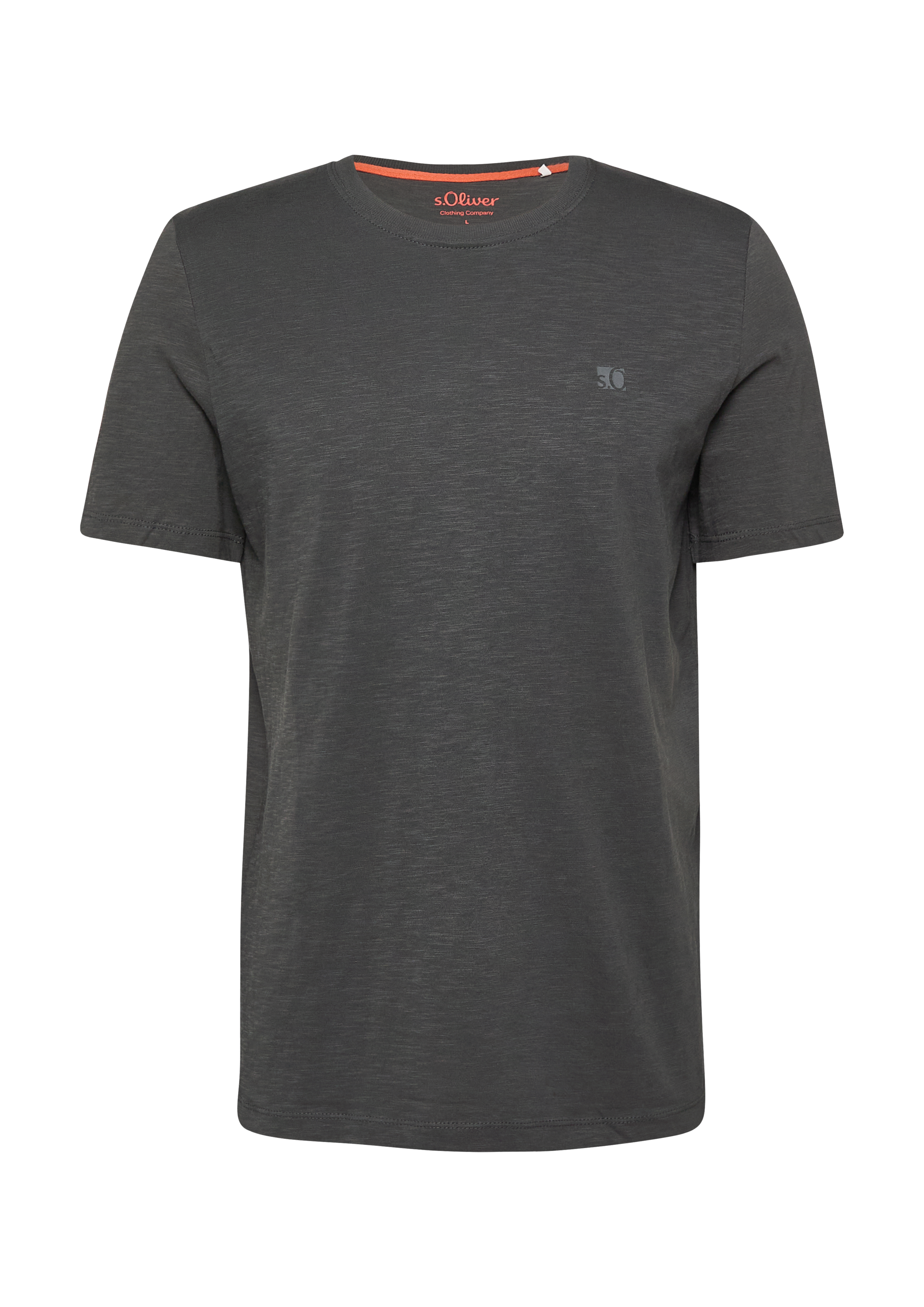 T-shirt in vlamgarenstructuur met logodetail